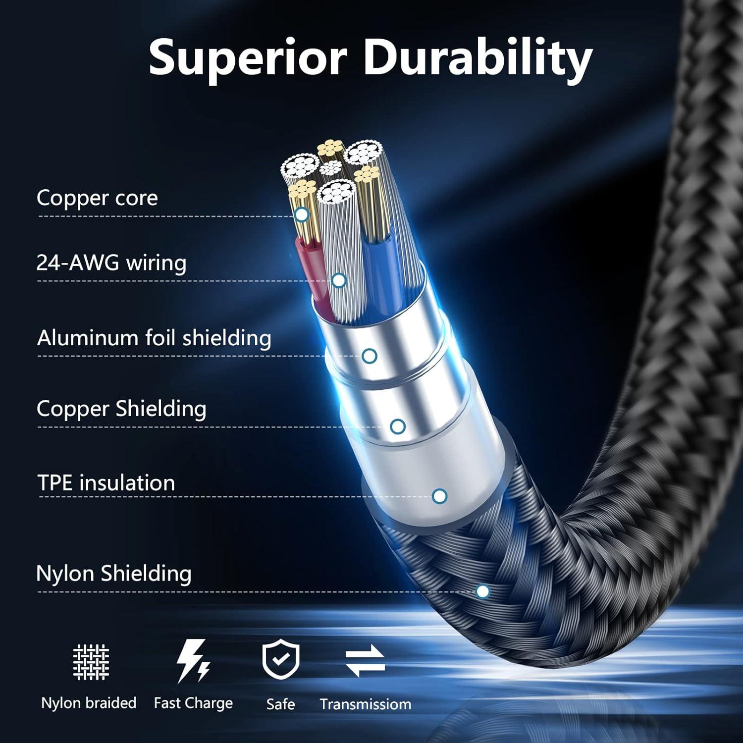 Cable de Carga Rápida TRPYD Lightning 3ft 5 Pack MFi