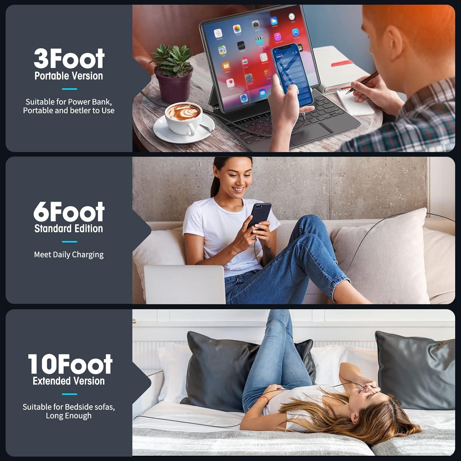 Cable de Carga Rápida TRPYD Lightning 3ft 5 Pack MFi