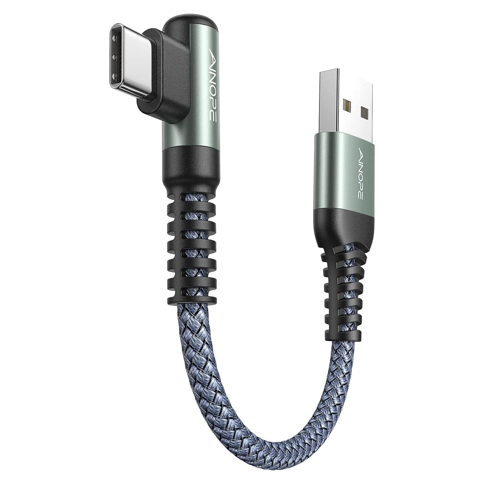 Cable USB C AINOPE 0.15m Cargador Rápido 3.1A Gris