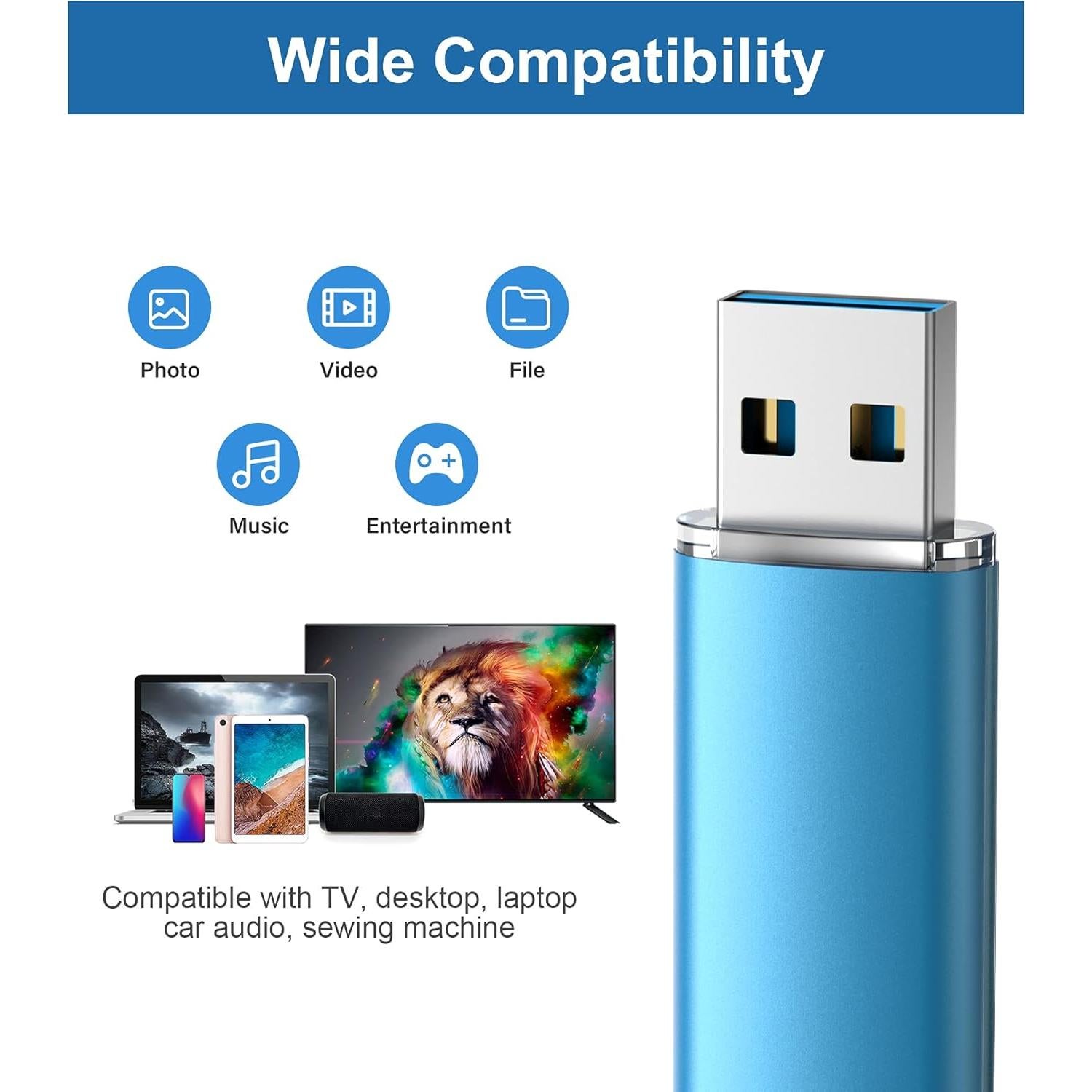 TOPESEL 128GB USB 3.0 Memoria Flash Alta Velocidad Azul