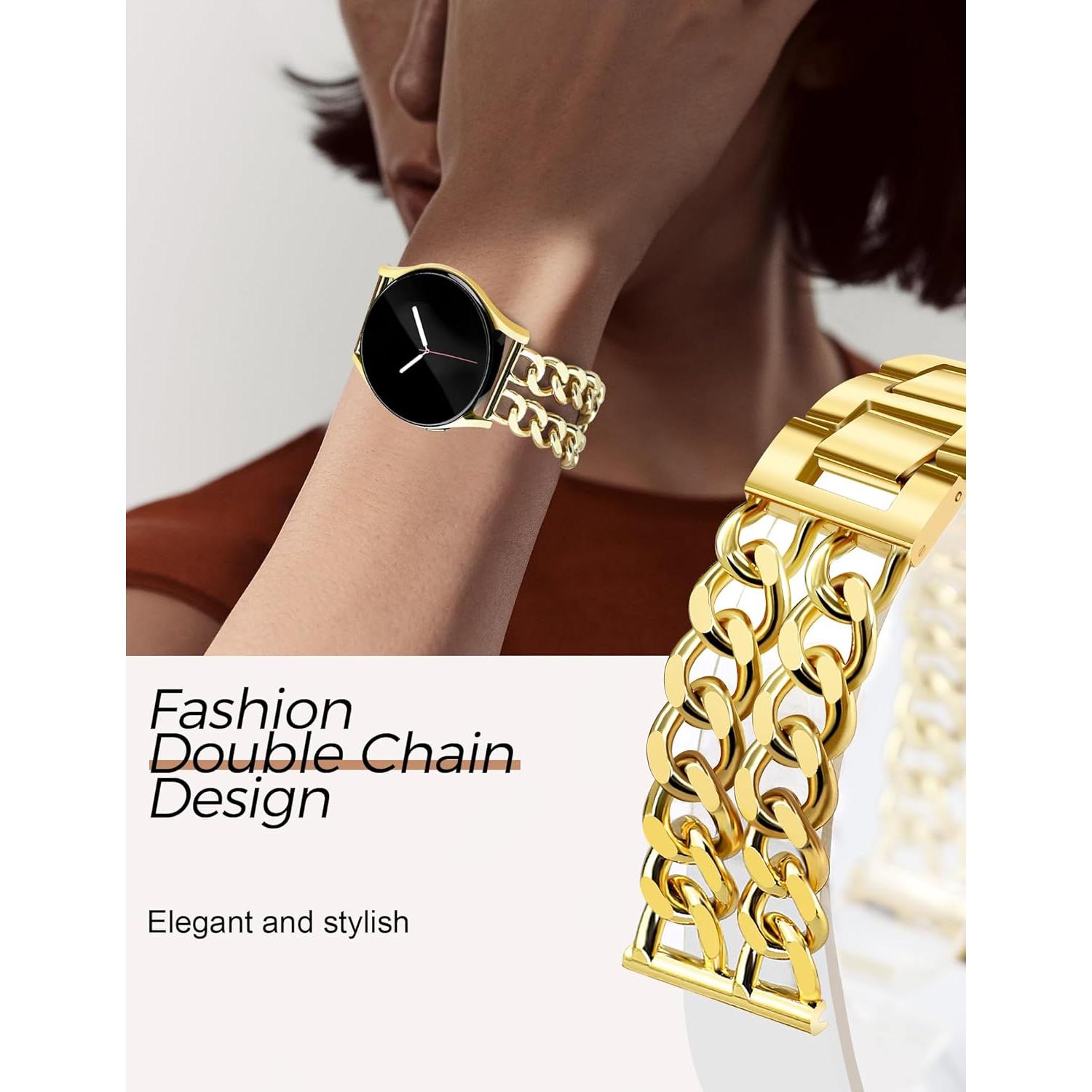 Pulsera de Metal Dorado JR.DM 20mm Ajustable para Samsung Galaxy Watch