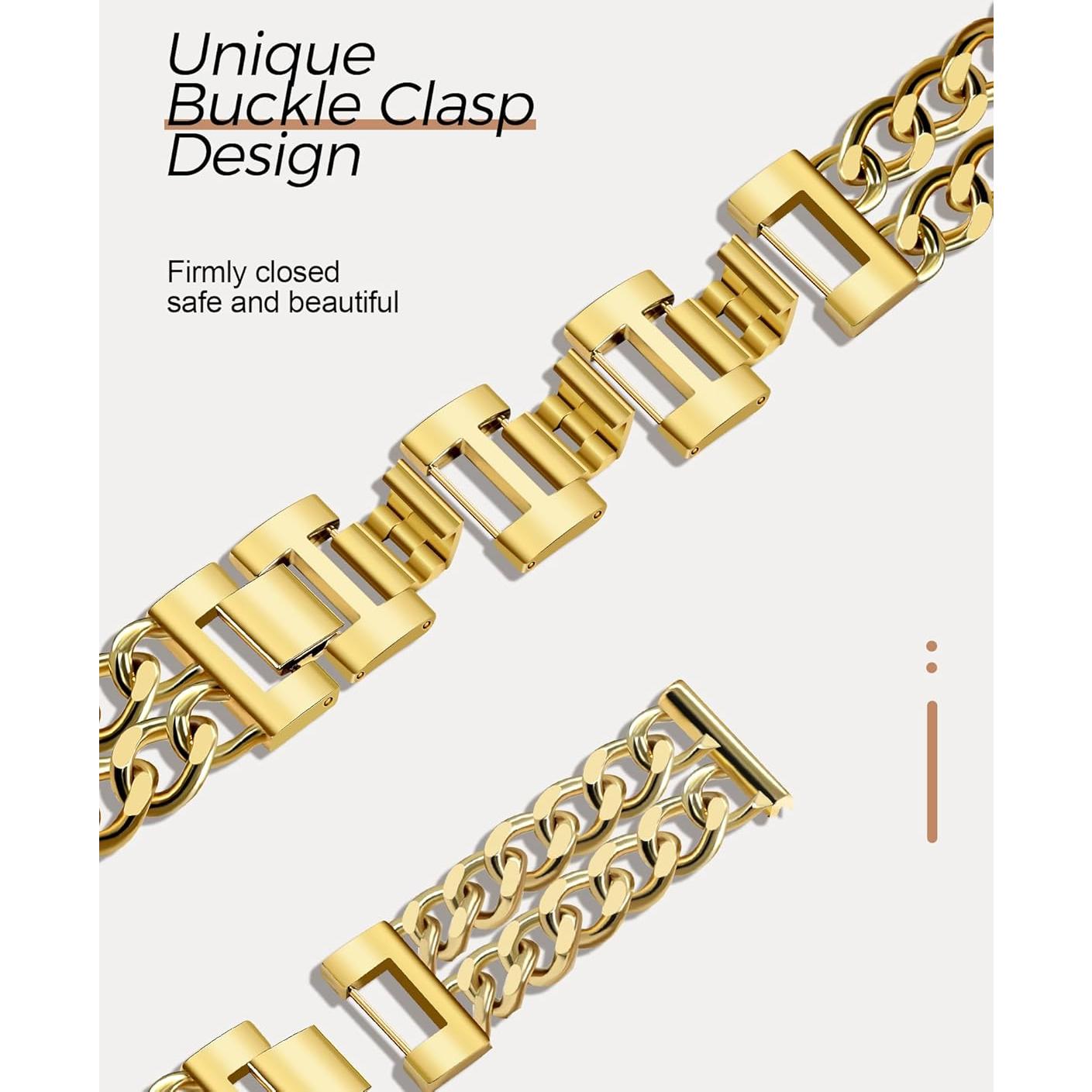 Pulsera de Metal Dorado JR.DM 20mm Ajustable para Samsung Galaxy Watch