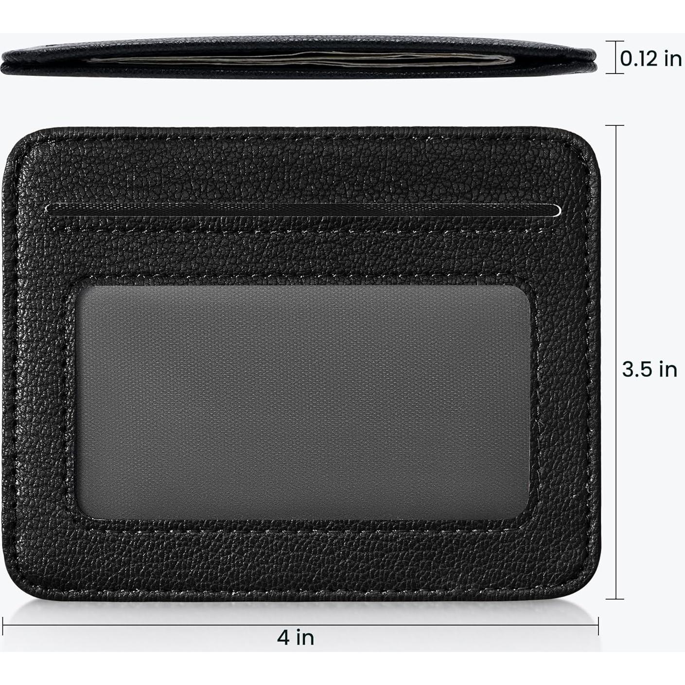 Mayski Credit Card Holder for Women Minimalist Wallet, RFID Blocking Wallets Card Cases, Small Wallets with ID Window for Women Men, Black