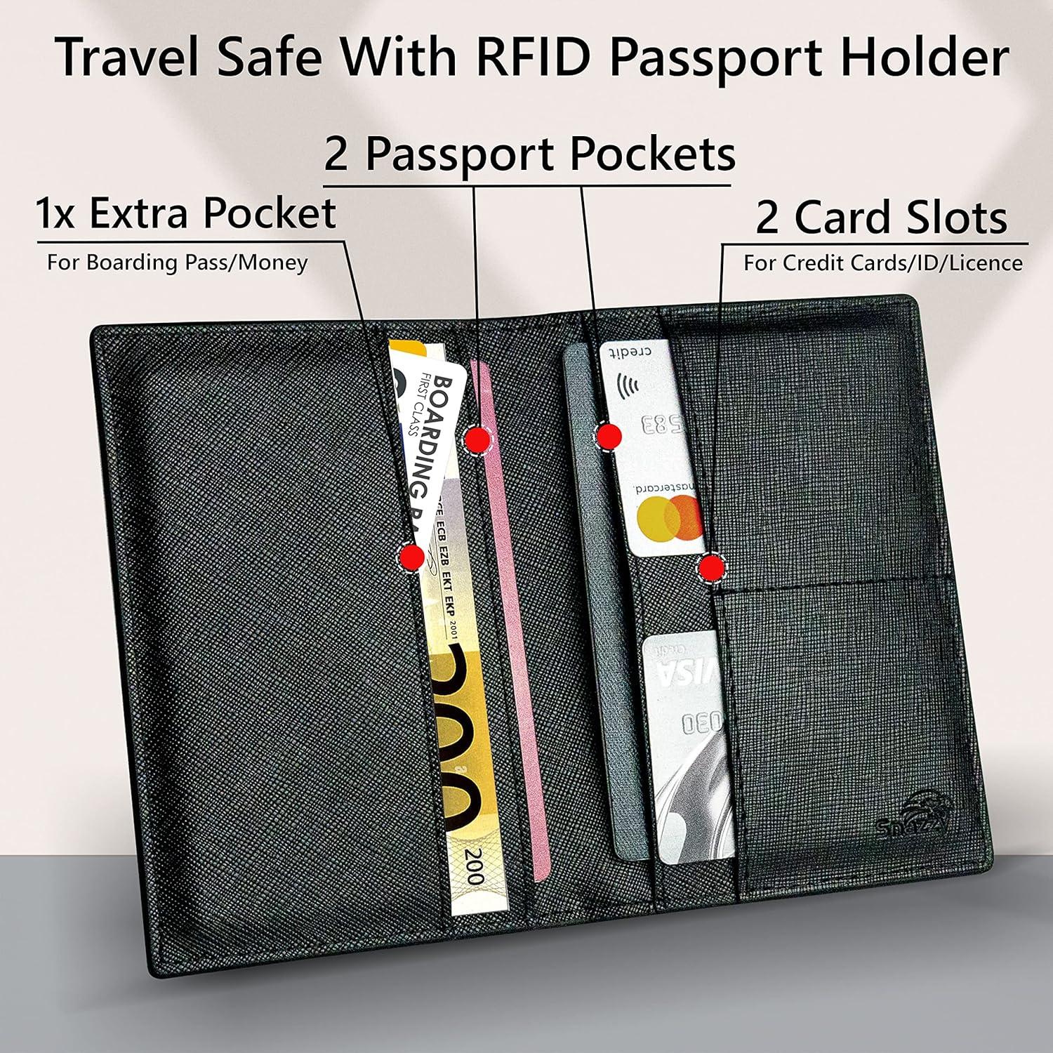 Porta Pasaportes Snazzy Hawk RFID Organizador Unisex Negro