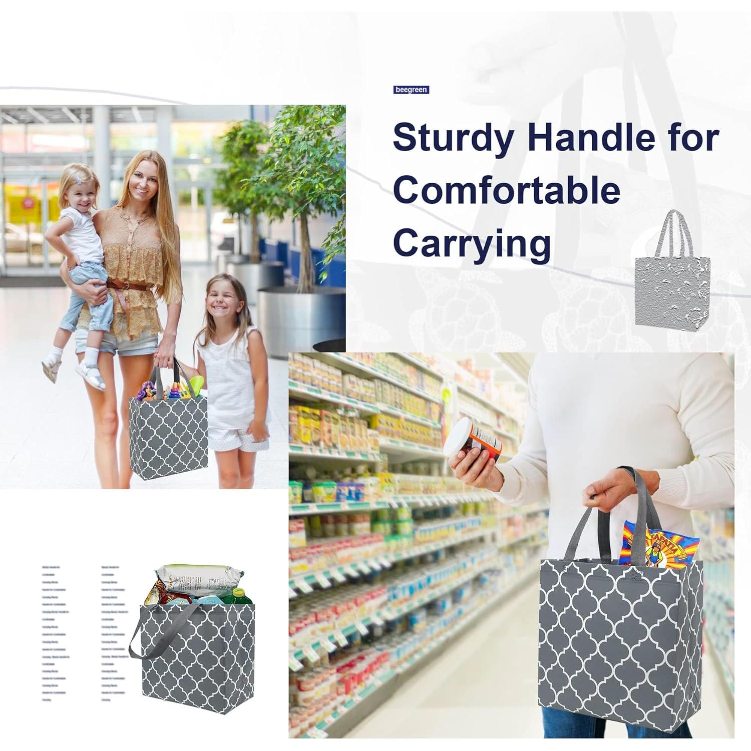 BeeGreen 6 Bolsas de Compras Reutilizables Plegables 33x33 cm