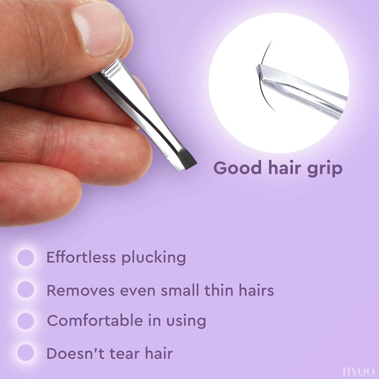 Juego de 12 Pinzas de Acero Inoxidable HYQO para Cejas