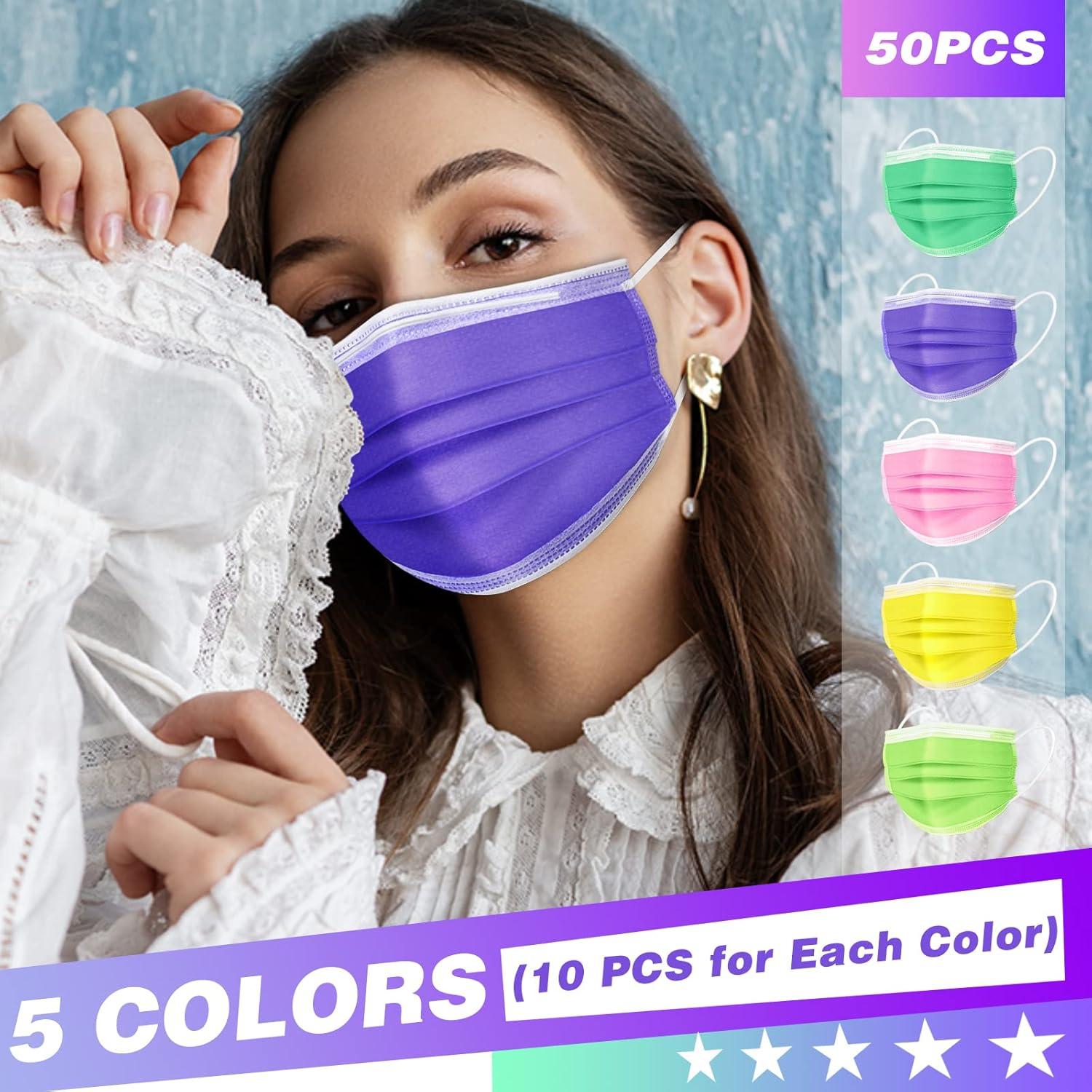 Mascarillas Desechables XDX 3 Capas Coloridas 50 Pcs Adulto Unisex