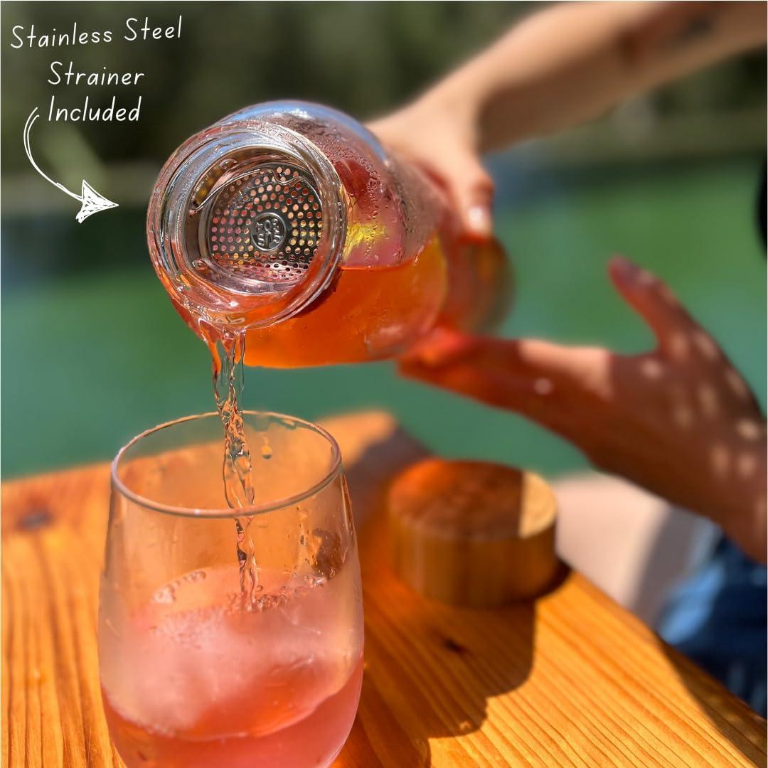 Botella de Agua de Vidrio Mayu One 1L con Tapa de Bambú