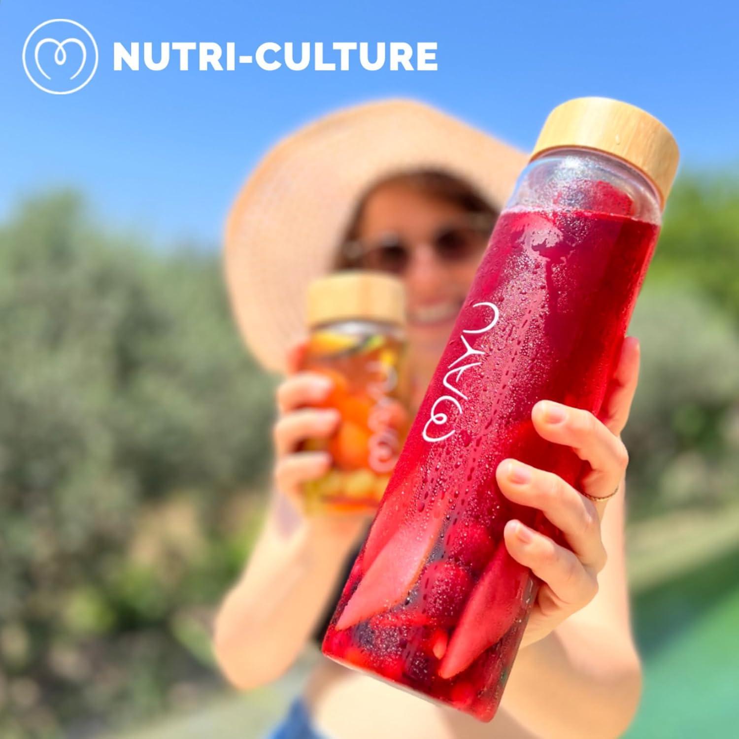 Botella de Agua de Vidrio Mayu One 1L con Tapa de Bambú