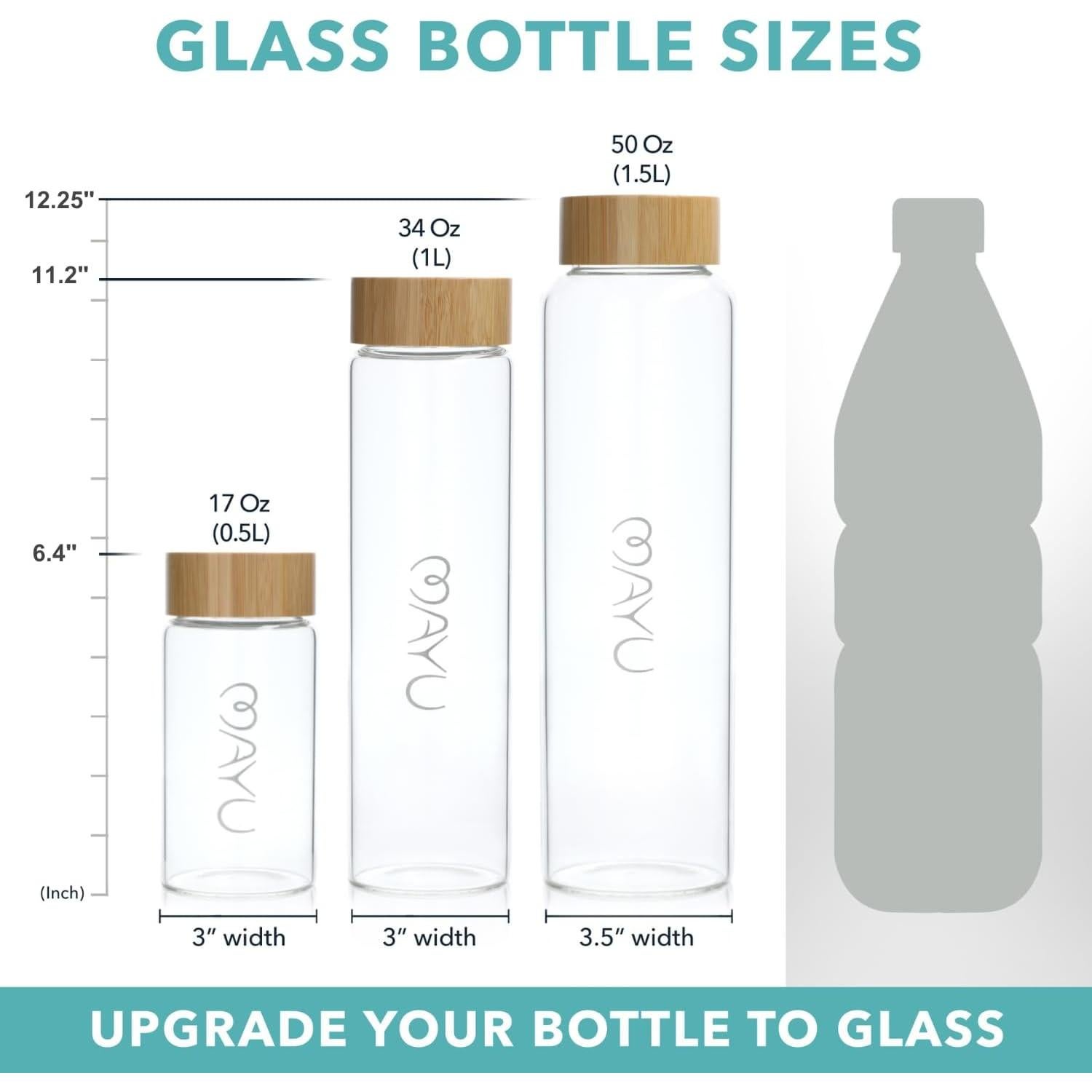 Botella de Agua de Vidrio Mayu One 1L con Tapa de Bambú