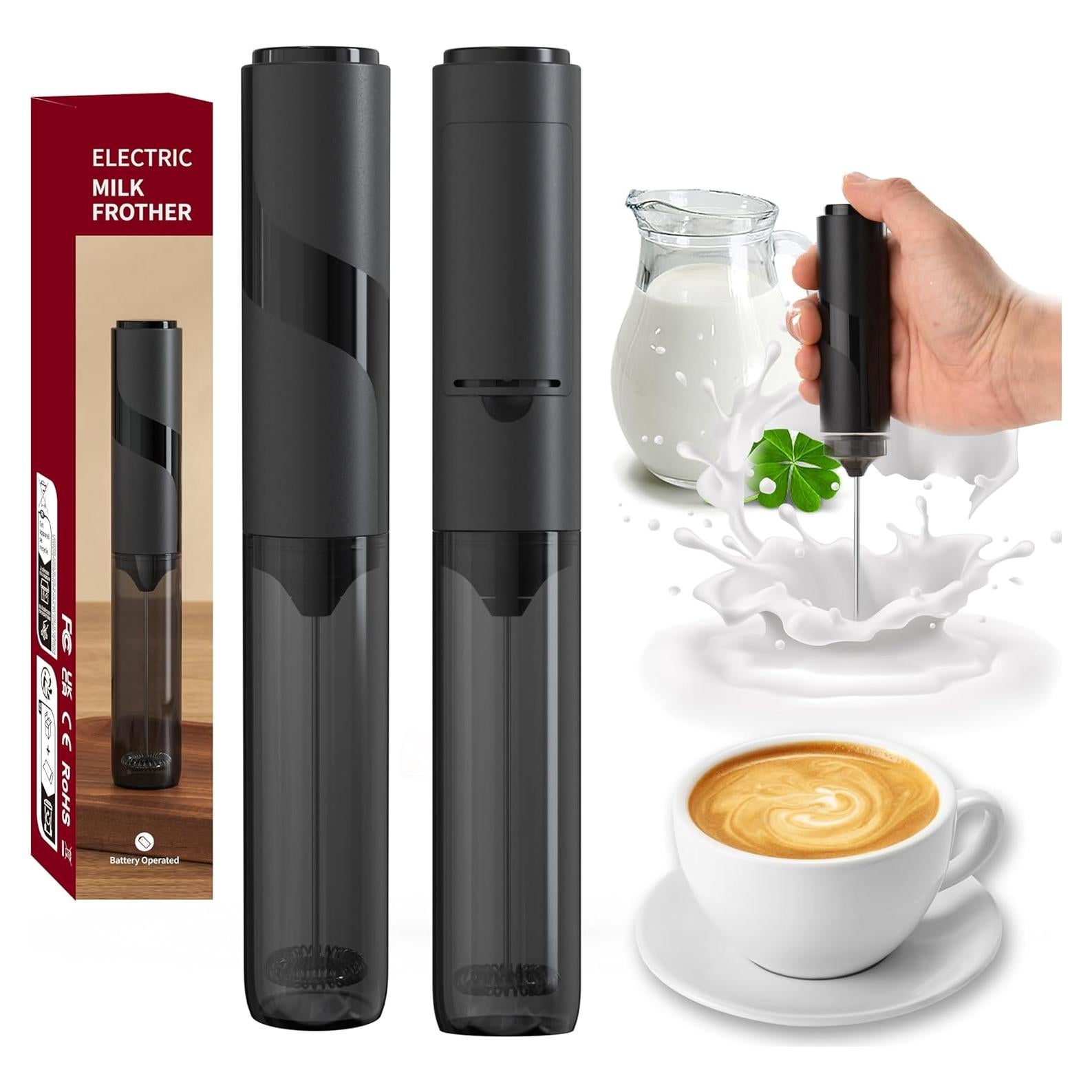 Espumador de Leche de Viaje WBJHYM con Tapa 0.3L Negro