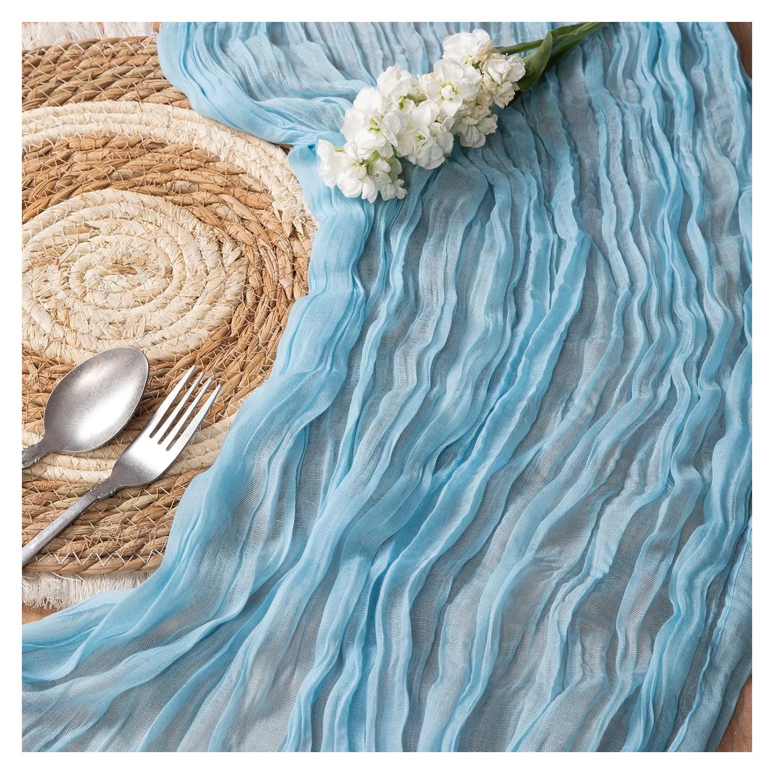 Cubre Mesa de Gasa DOLOPL Azul Bebé 4.06m Estilo Rústico