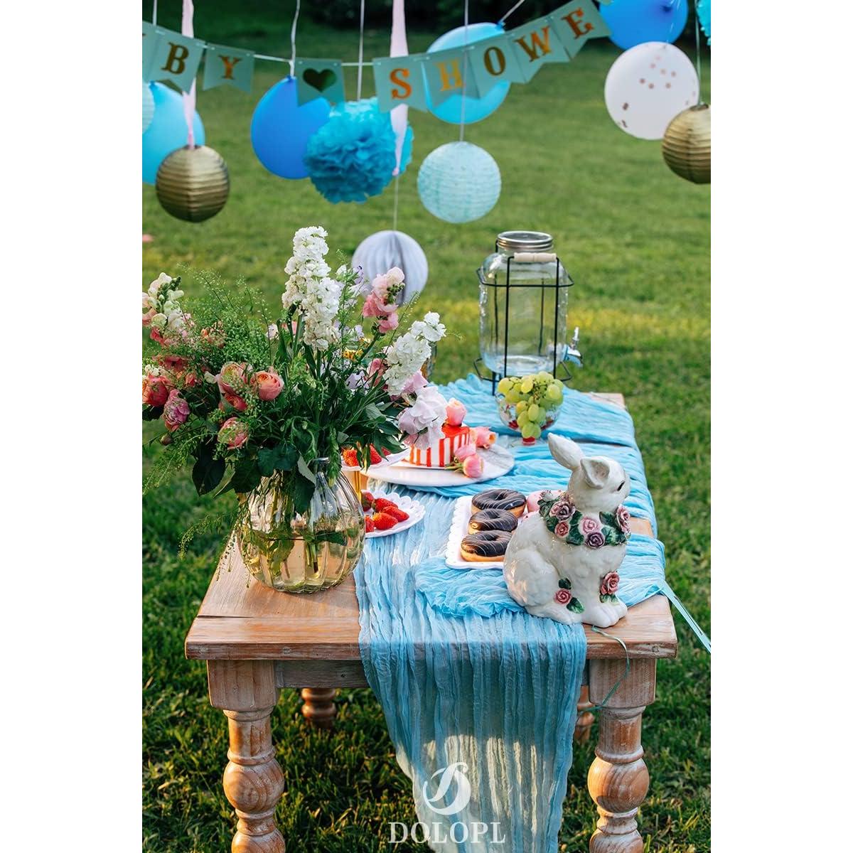 Cubre Mesa de Gasa DOLOPL Azul Bebé 4.06m Estilo Rústico