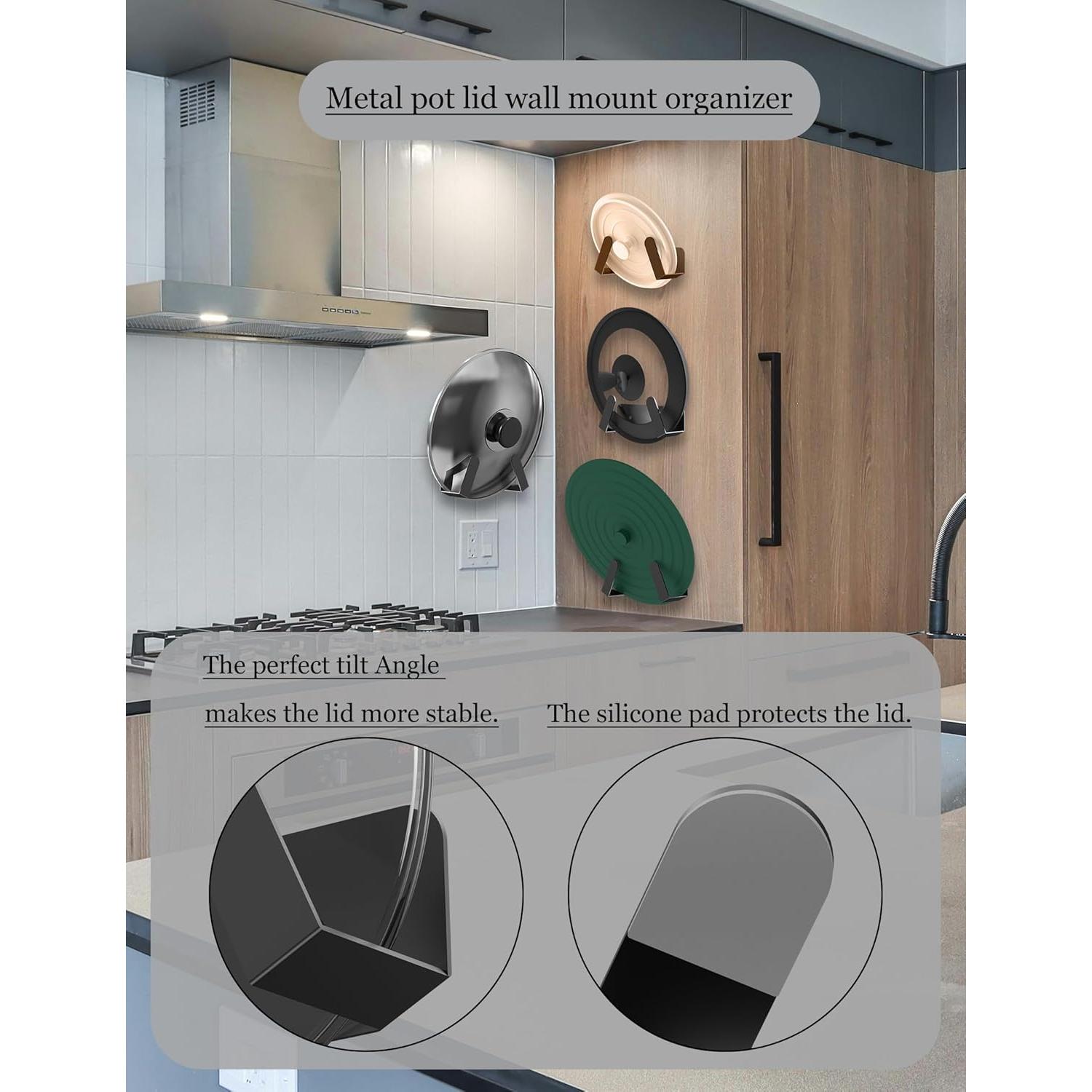 Organizador de Tapas de Ollas NOTMBESTM - 2 Soportes Pared Negro