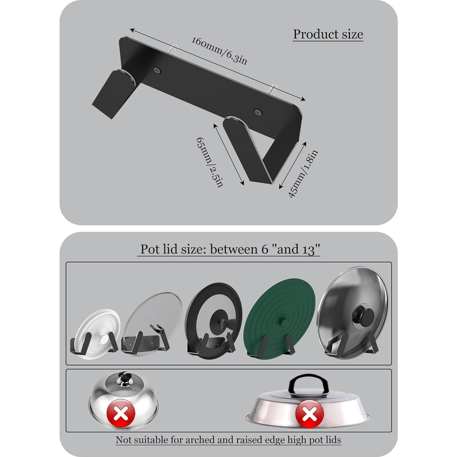 Organizador de Tapas de Ollas NOTMBESTM - 2 Soportes Pared Negro