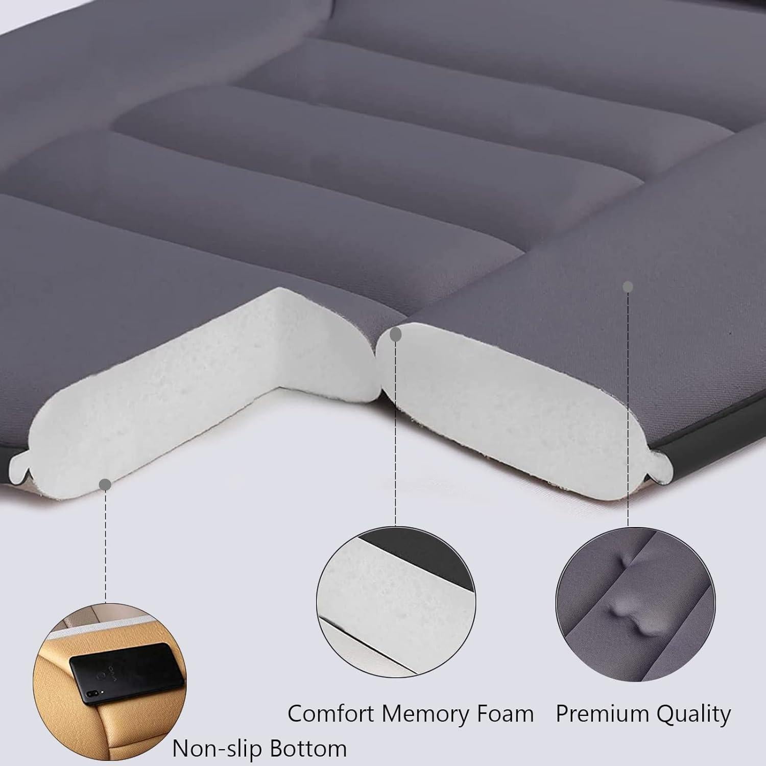 Almohadilla de Asiento Big Ant, Espuma con Memoria, Gris