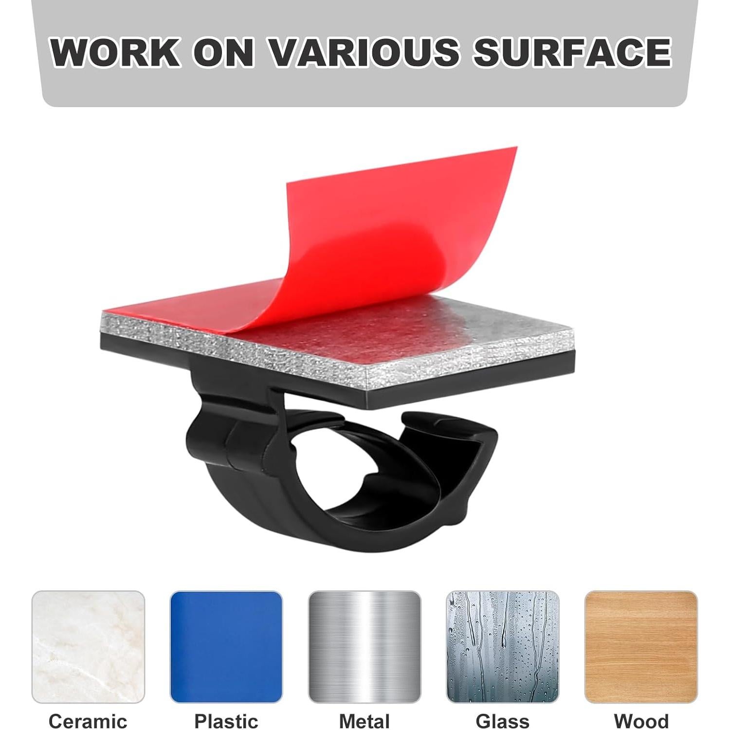 Clips Adhesivos para Cables GWHOLE 100 Piezas 3M Negro