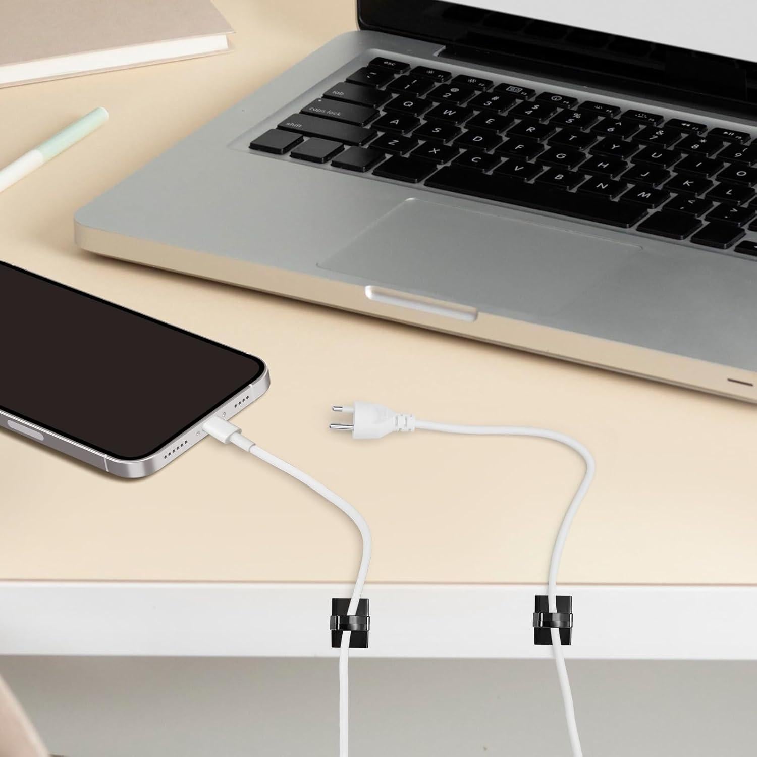 Clips Adhesivos para Cables GWHOLE 100 Piezas 3M Negro