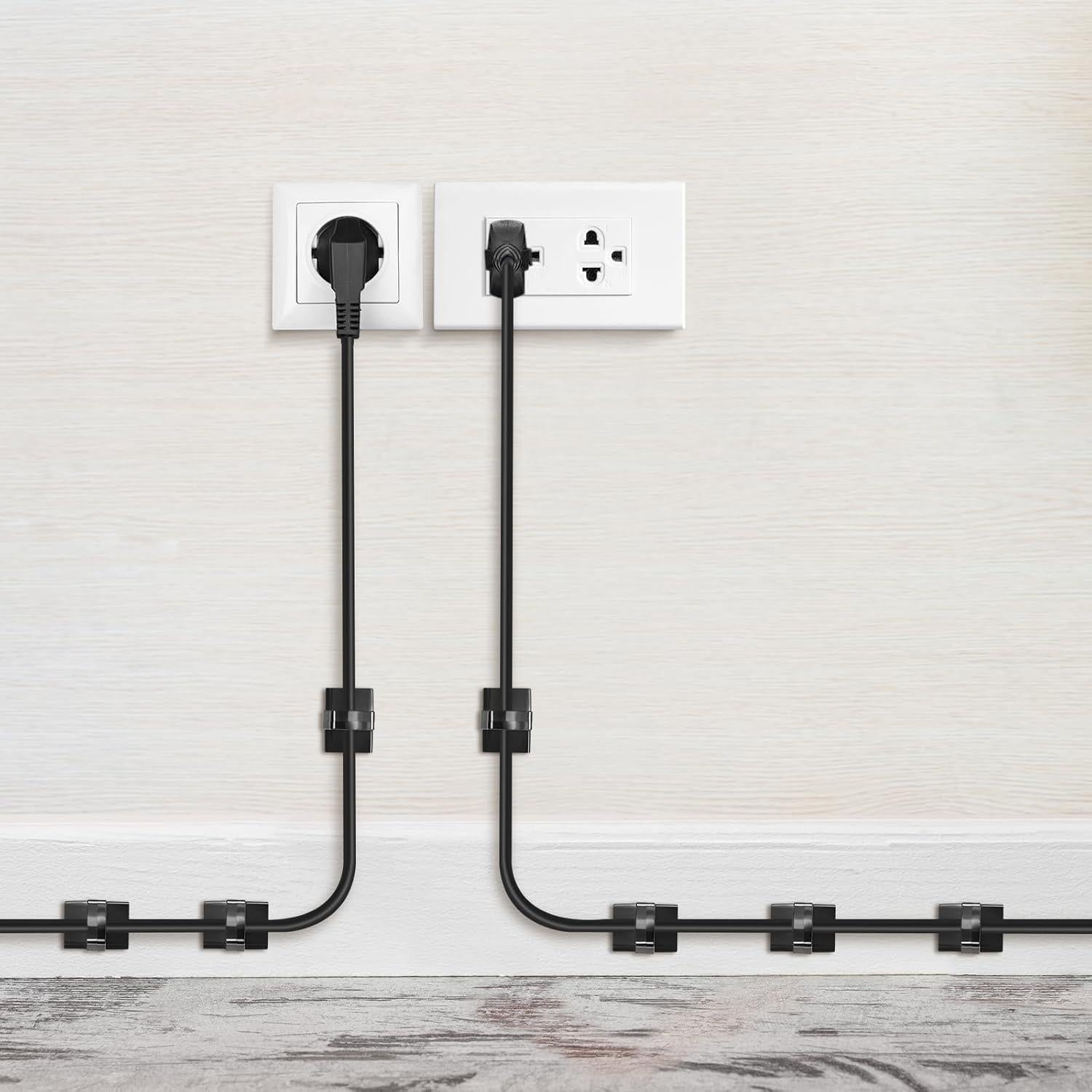 Clips Adhesivos para Cables GWHOLE 100 Piezas 3M Negro