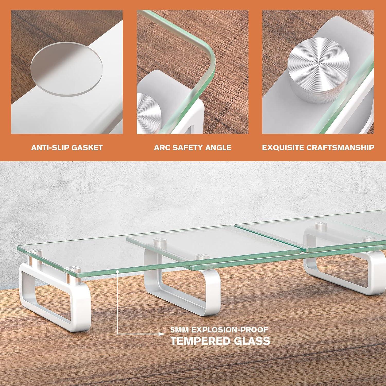 Soporte Doble para Monitor Hemudu HD02T-301, Vidrio Templado