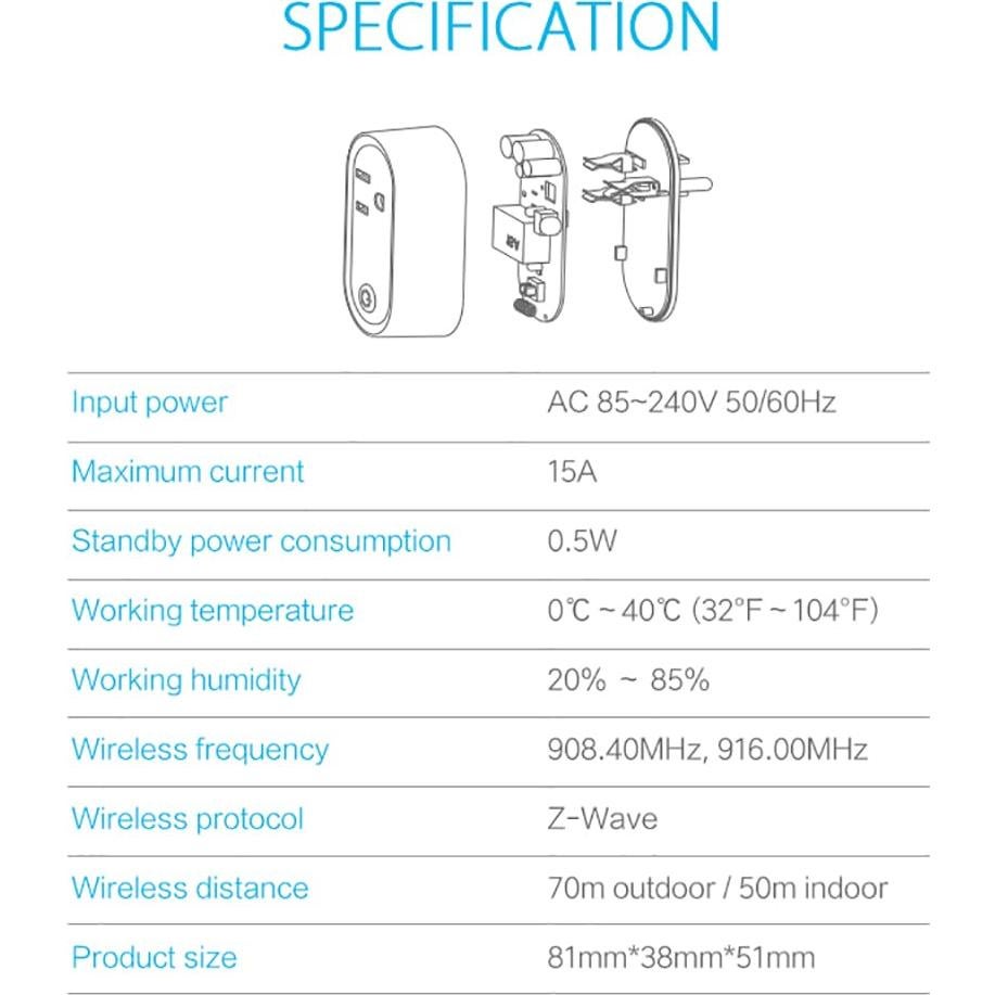 Enchufe Z-Wave NEO NAS-WR012 Compacto con Medición de Energía