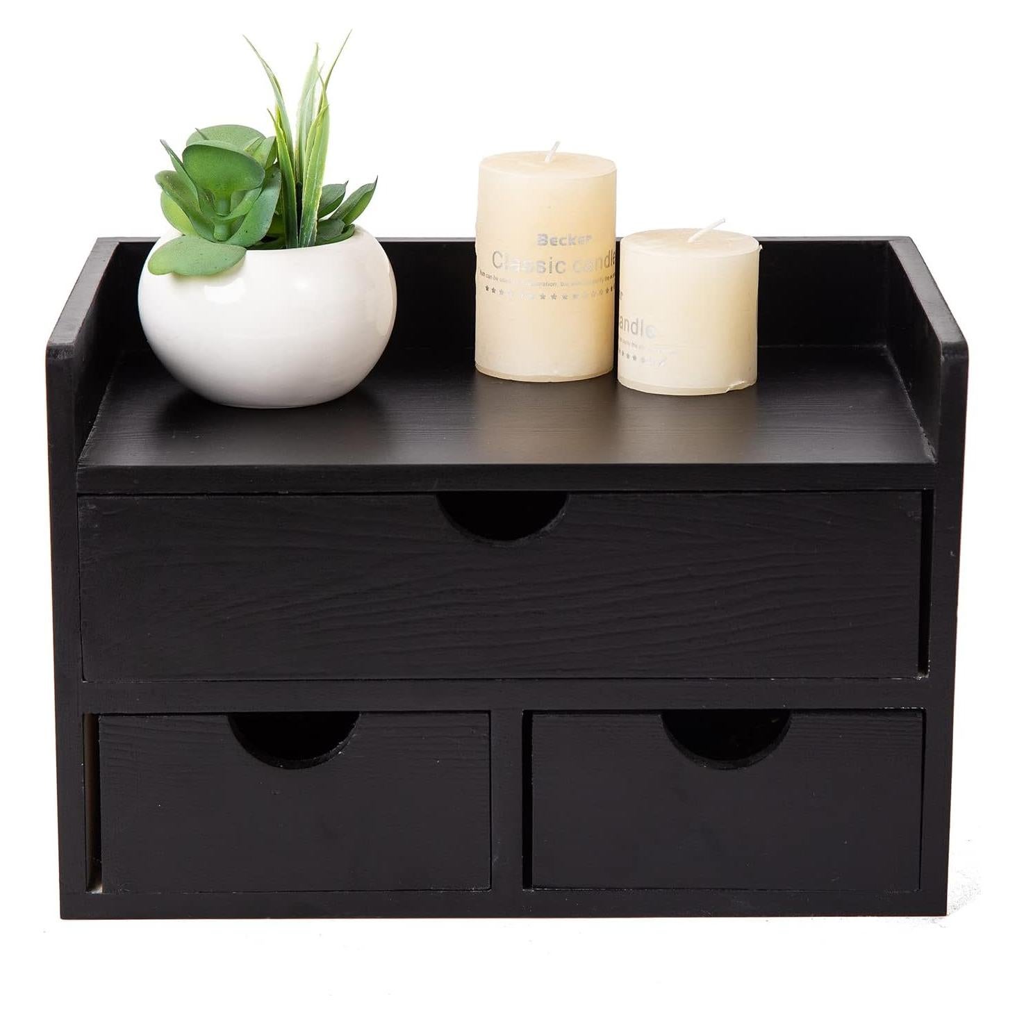 Organizador de escritorio de madera VERGOODR 3 niveles 3 cajones