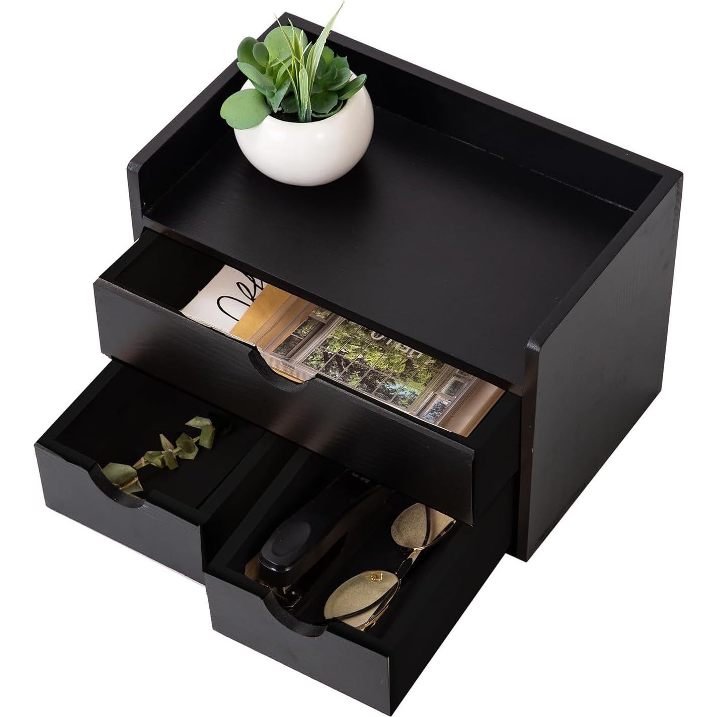 Organizador de escritorio de madera VERGOODR 3 niveles 3 cajones