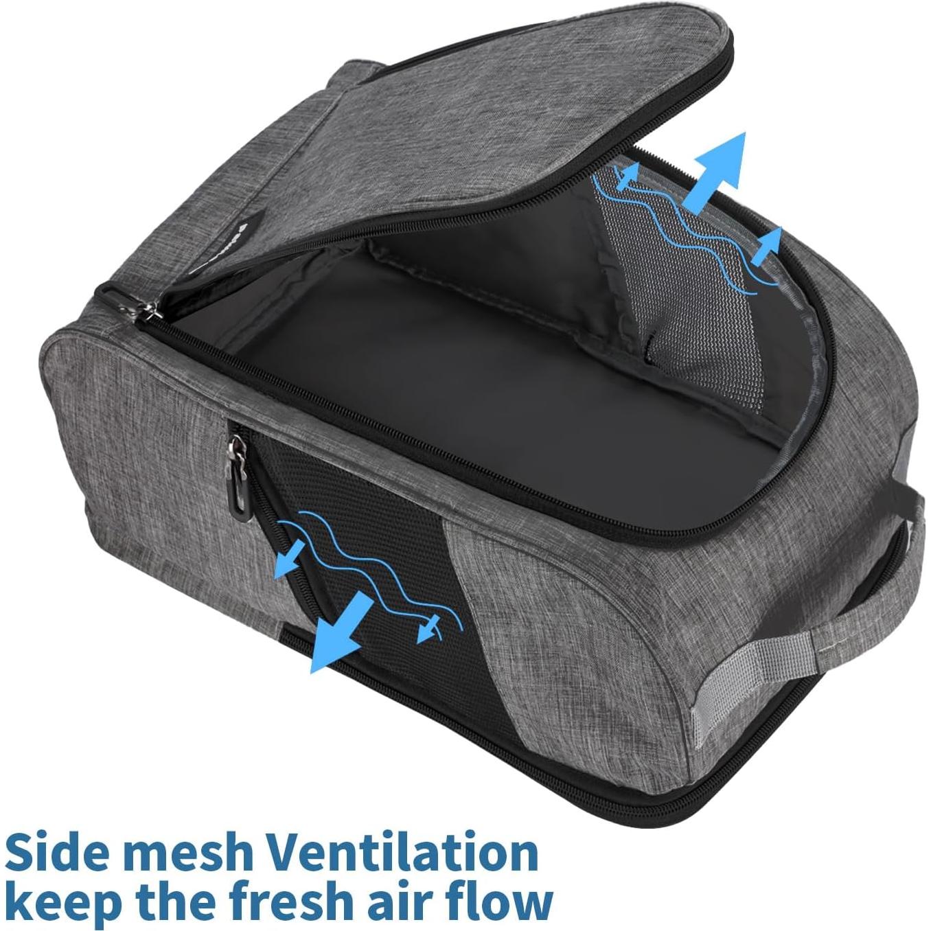 Bolsa de zapatos de golf Pakiiock negra con ventilación y 3 bolsillos