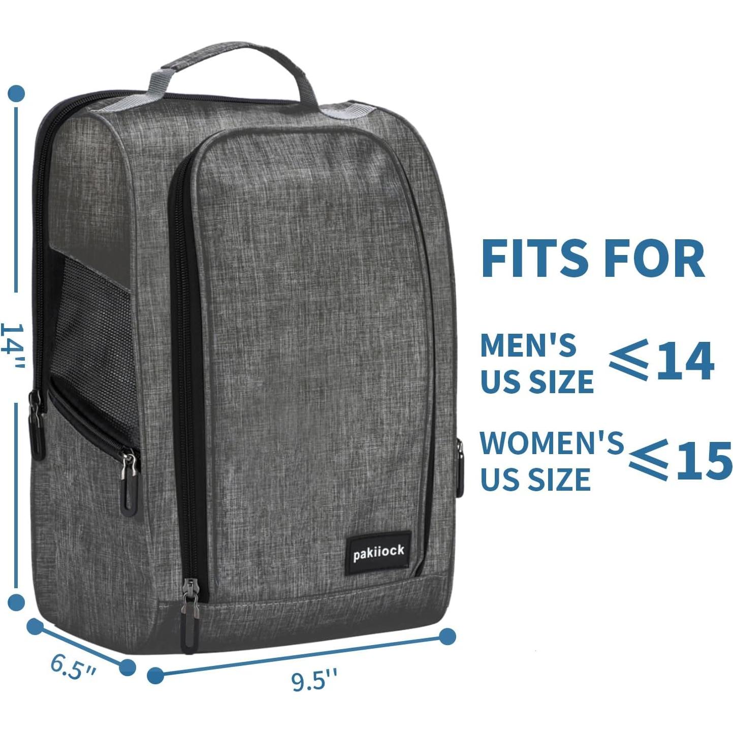 Bolsa de zapatos de golf Pakiiock negra con ventilación y 3 bolsillos