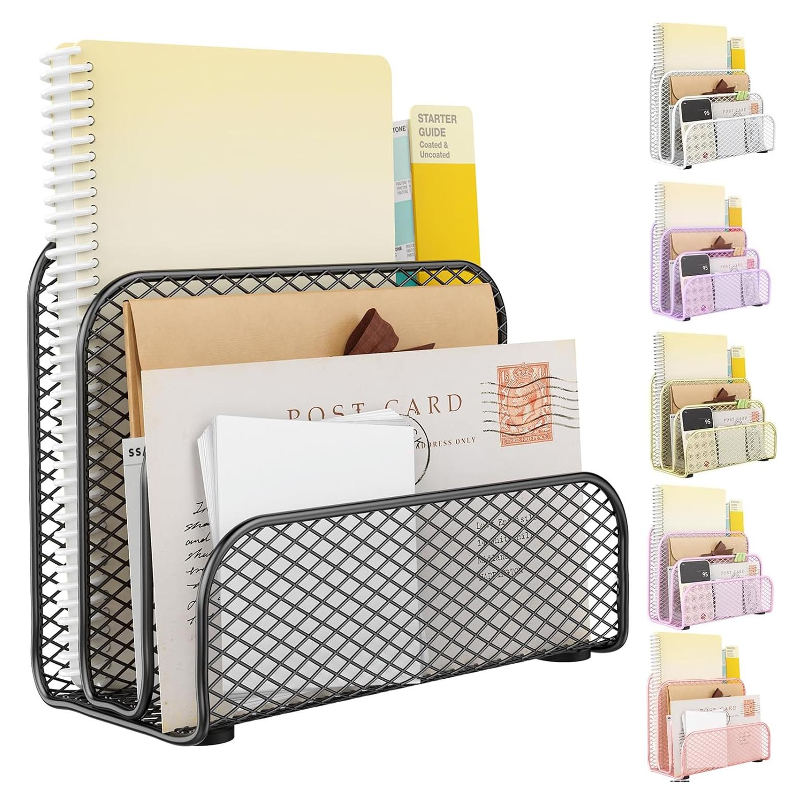 Organizador de Correo Gianotter de Metal Negro con 3 Compartimentos