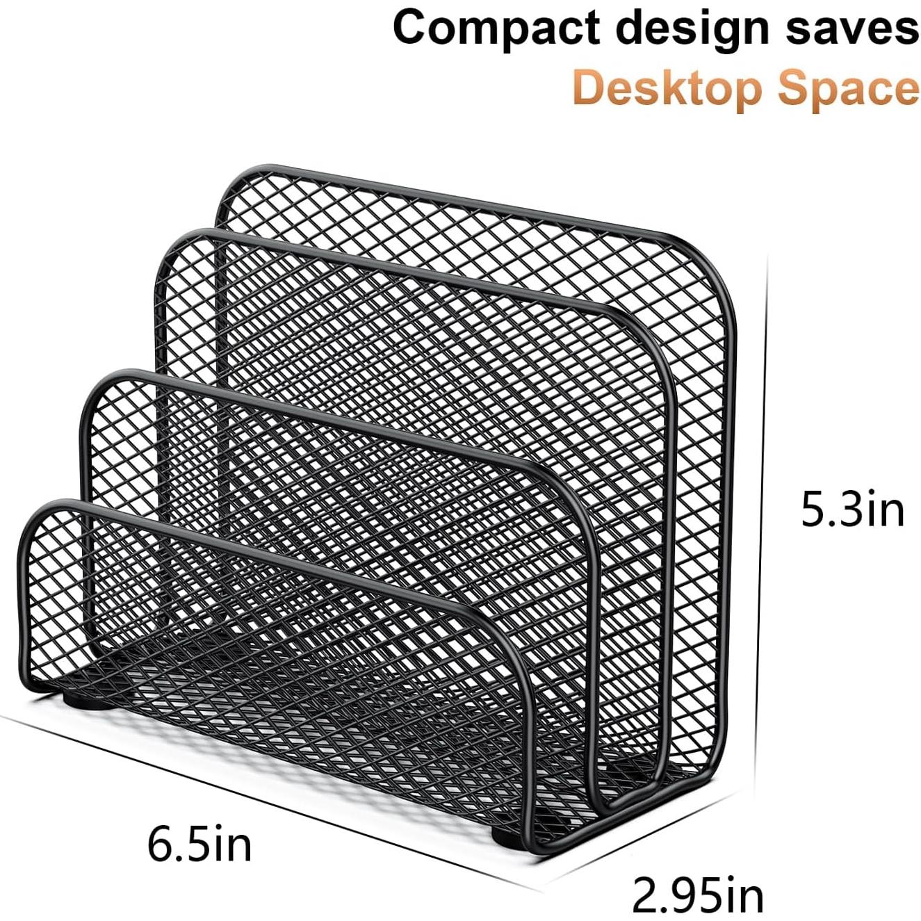 Organizador de Correo Gianotter de Metal Negro con 3 Compartimentos