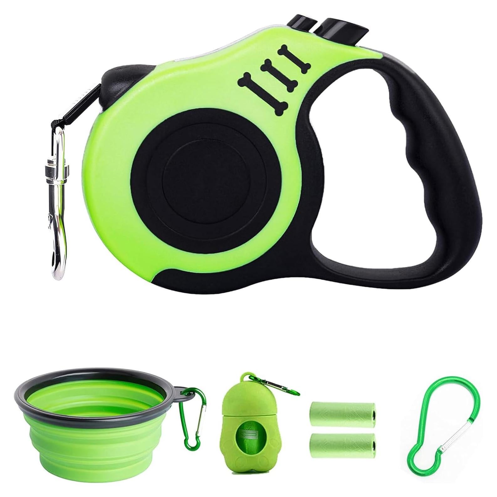 Correa Retráctil para Perros PETIMP Verde 5m con Dispensador