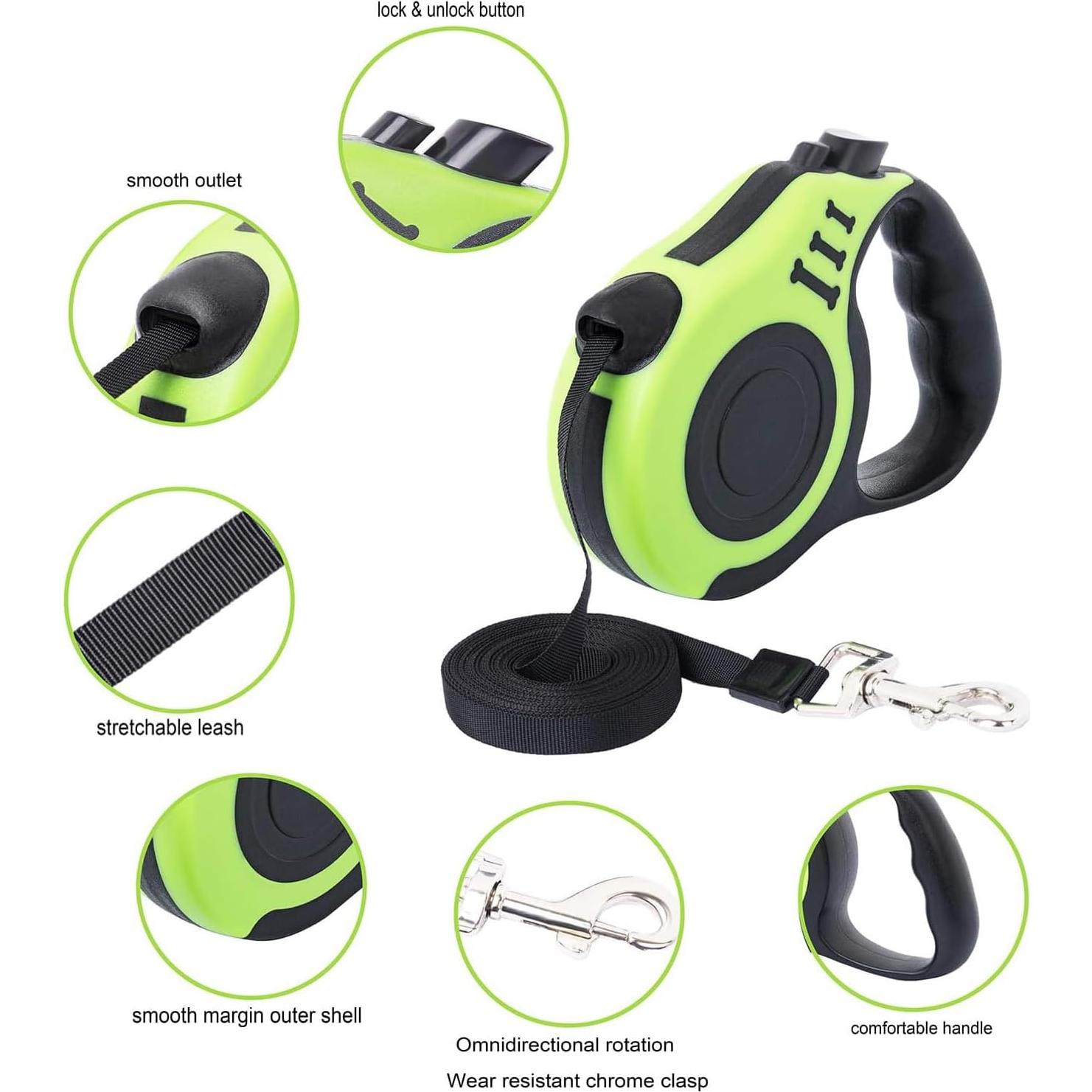 Correa Retráctil para Perros PETIMP Verde 5m con Dispensador