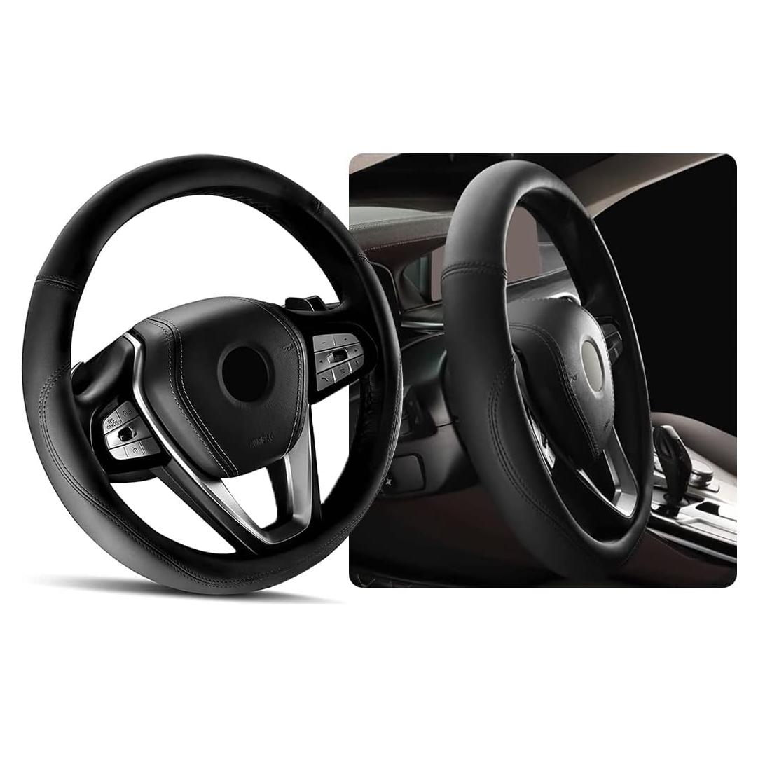 Cubierta de Volante Ziciner de Cuero Suave 14.5-15" Negra