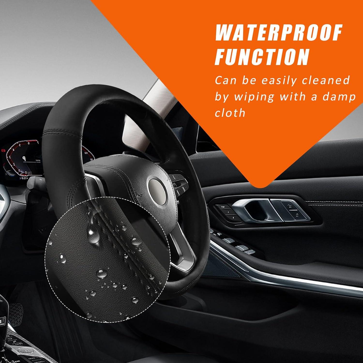 Cubierta de Volante Ziciner de Cuero Suave 14.5-15" Negra