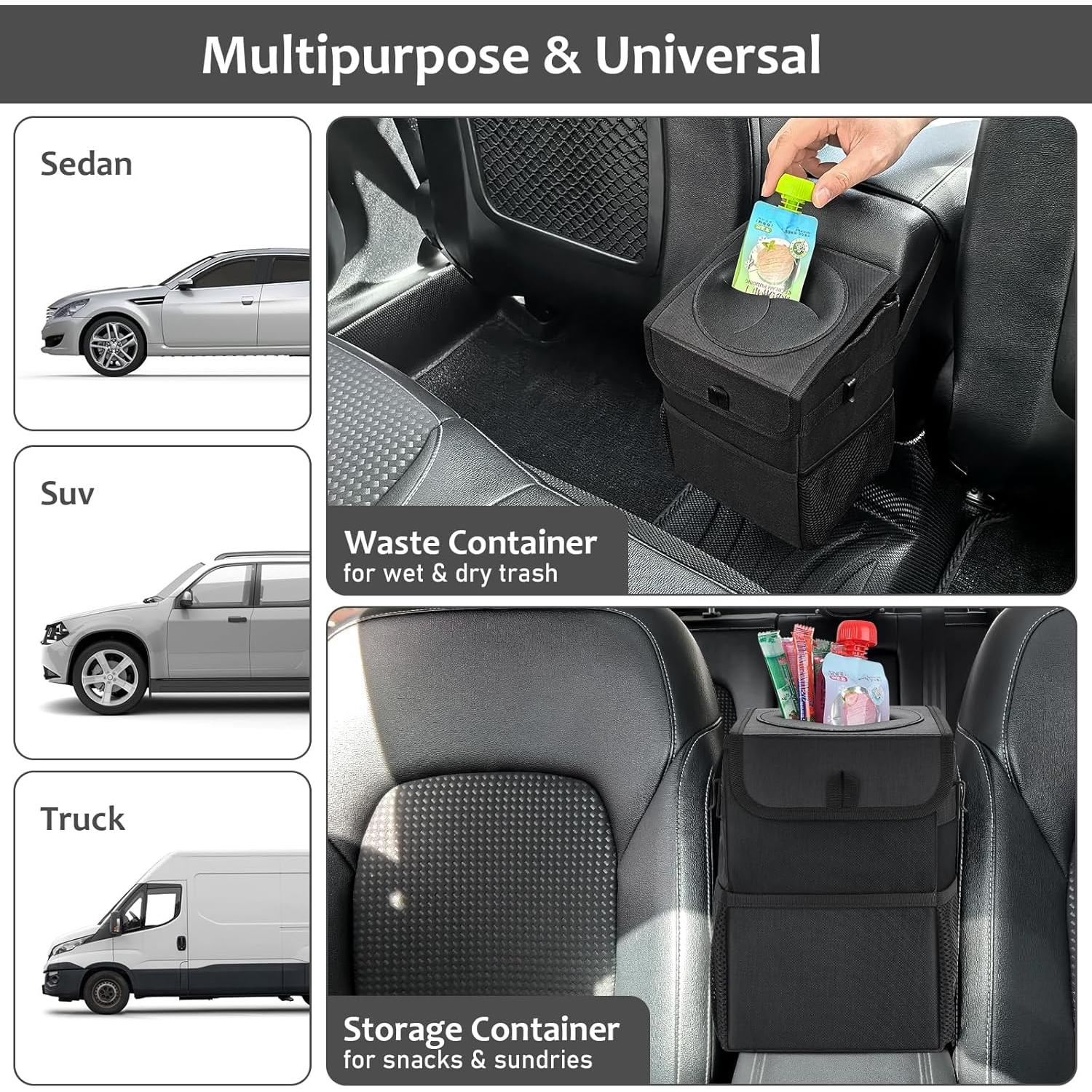 Basurero de Coche Accmor Negro Impermeable con 60 Bolsas