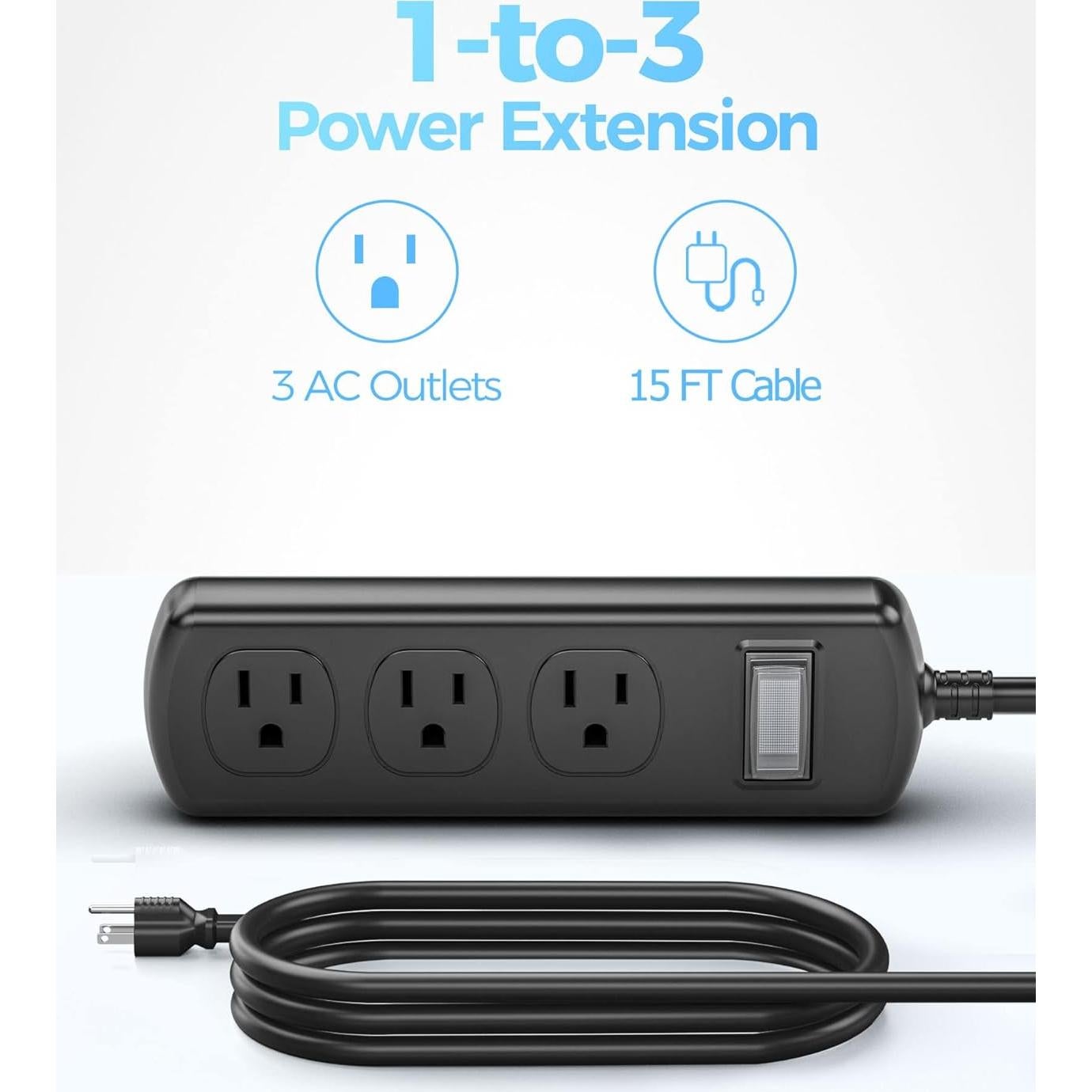 Toma de Corriente Exterior EIGSO IPX6 3 Salidas 4.57m