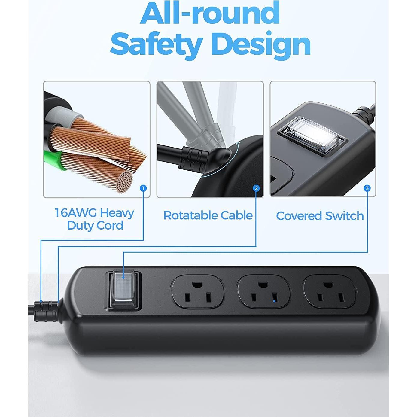 Toma de Corriente Exterior EIGSO IPX6 3 Salidas 4.57m