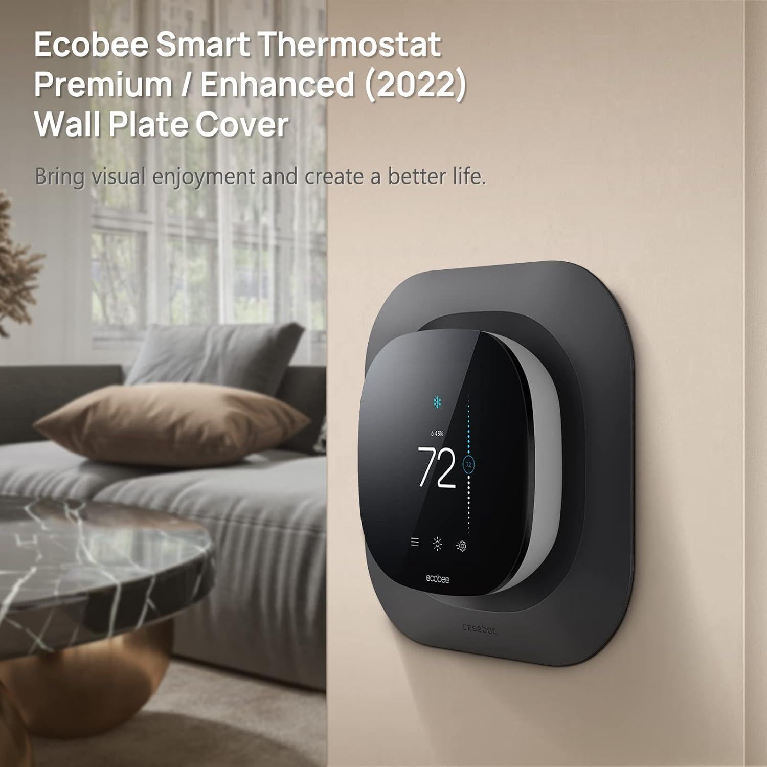 Placa de Pared CaseBot para Termostato Ecobee 2022, Negro Mate