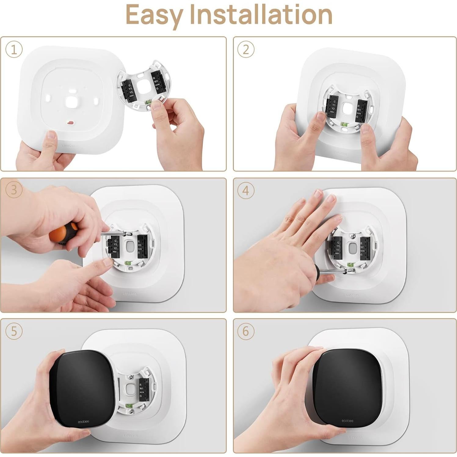 Placa de Pared CaseBot para Termostato Ecobee 2022, Negro Mate