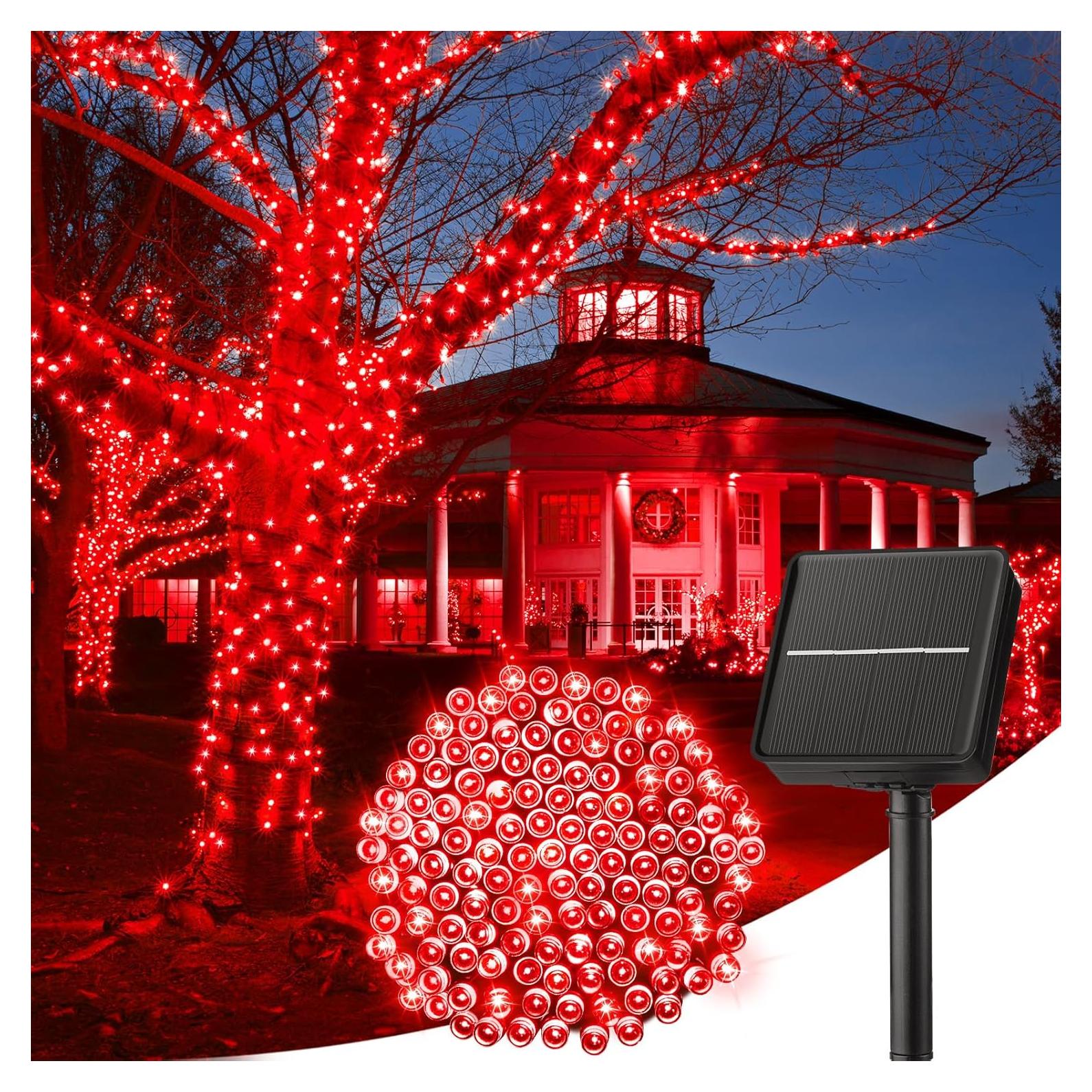 Luces de Cadena Solares Minetom 12.2m 100 LED Rojo IP65