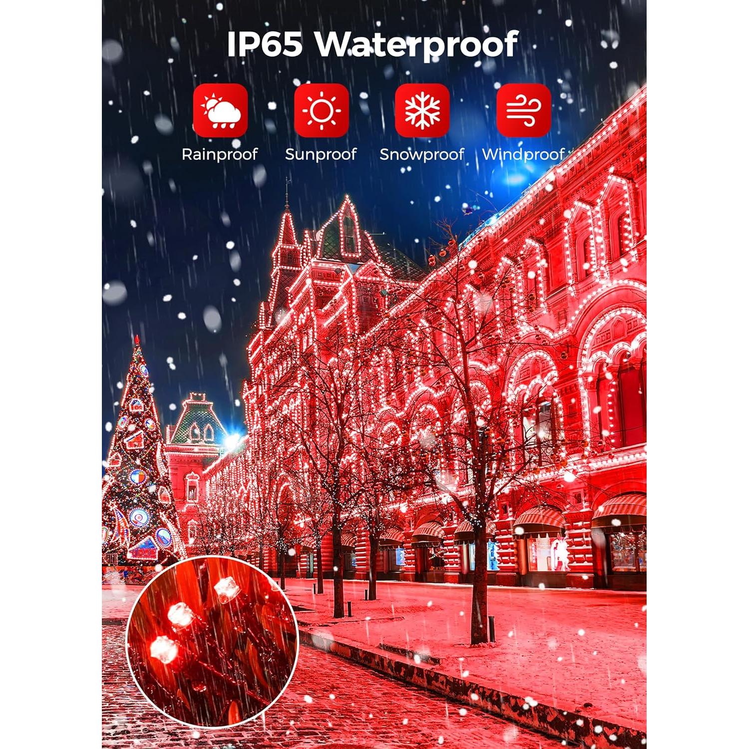 Luces de Cadena Solares Minetom 12.2m 100 LED Rojo IP65