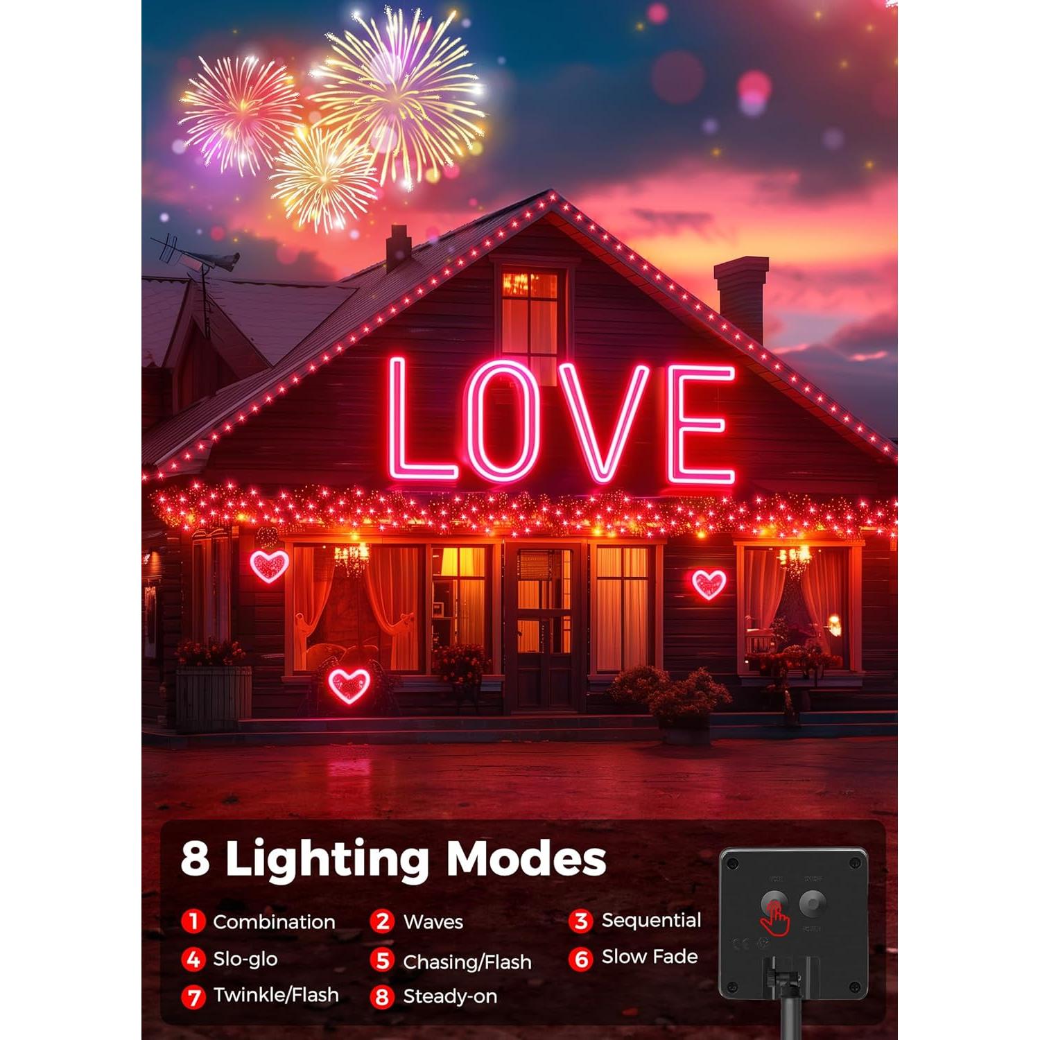 Luces de Cadena Solares Minetom 12.2m 100 LED Rojo IP65