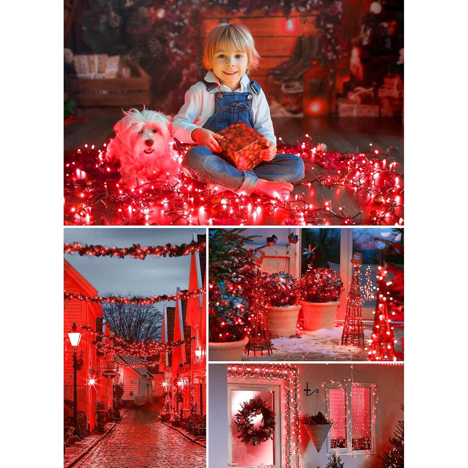 Luces de Cadena Solares Minetom 12.2m 100 LED Rojo IP65