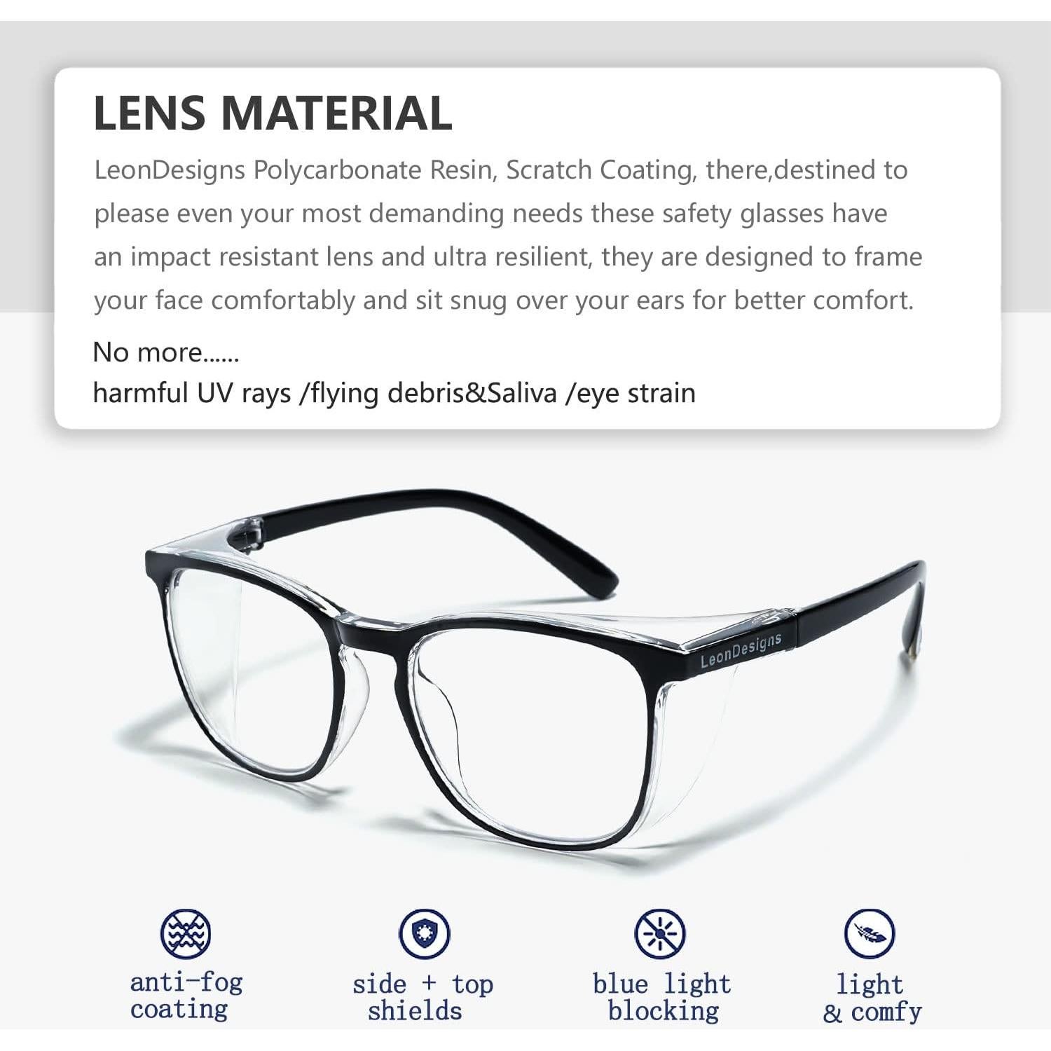 Gafas de Seguridad LeonDesigns Antivaho UV Azul 15.7x7.4cm