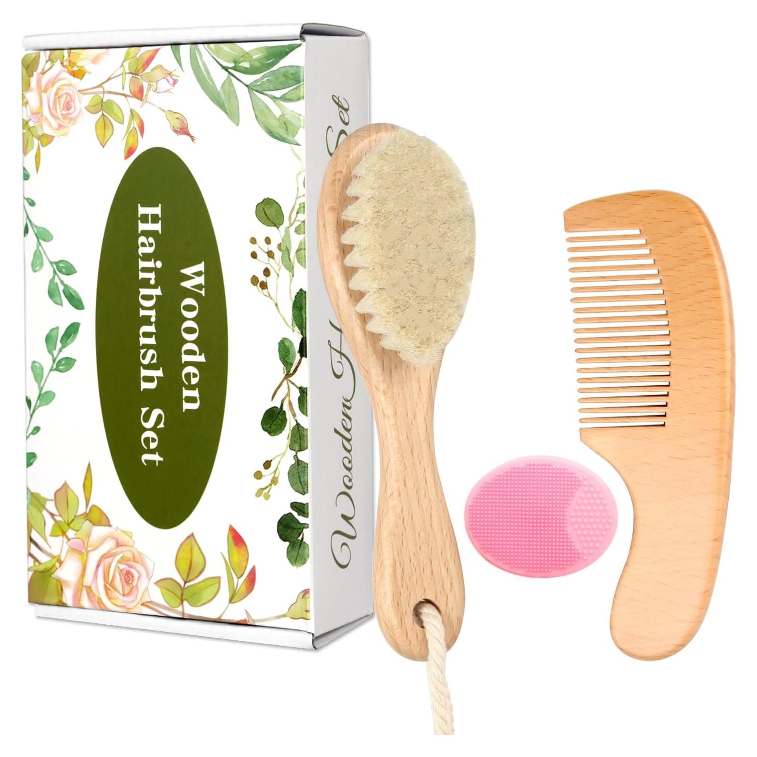 Juego de Cepillo y Peine de Madera WXA para Bebés 3 Piezas