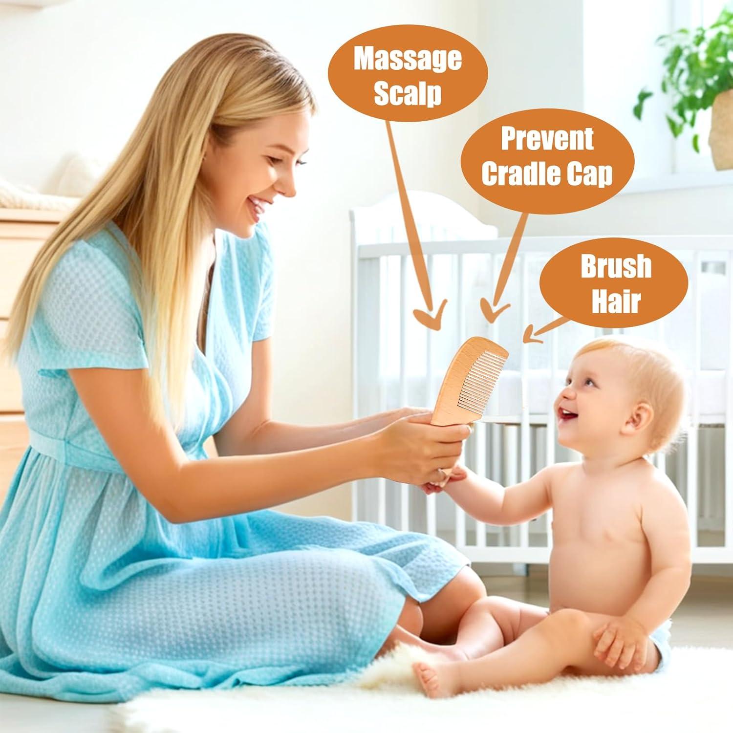 Juego de Cepillo y Peine de Madera WXA para Bebés 3 Piezas