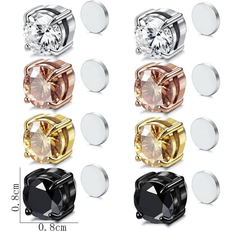 Pendientes Magnéticos Hipoalergénicos Airokiy Multicolor Set 4 Pares