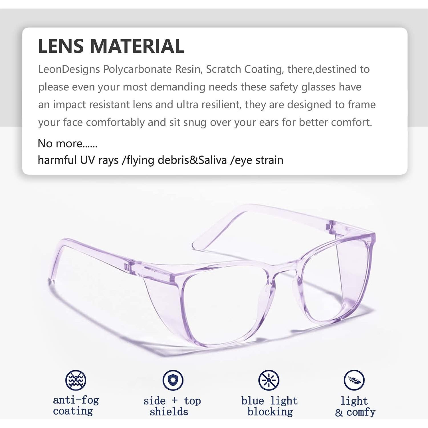 Gafas de seguridad LeonDesigns lila cuadrado antiempañantes