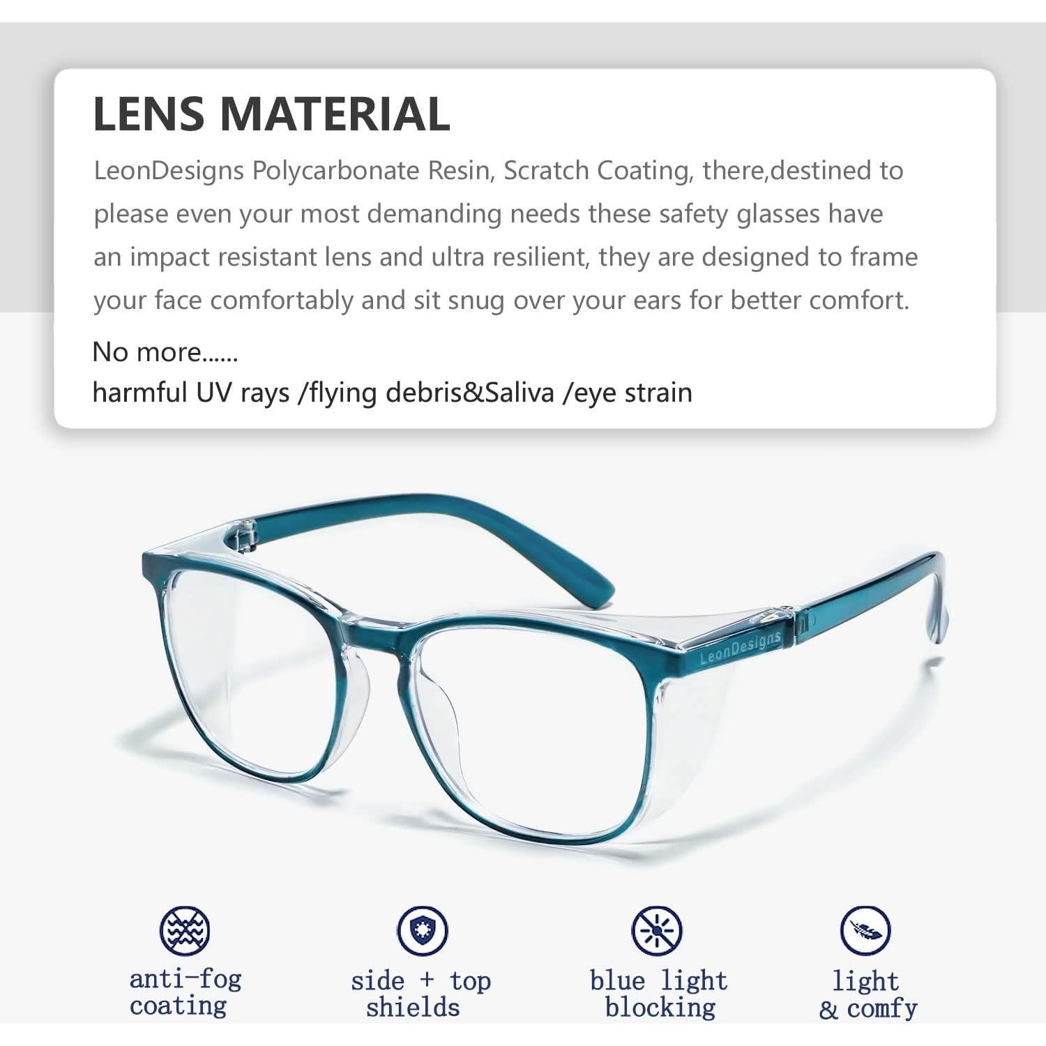 Gafas de Seguridad LeonDesigns FK001 Antivaho UV Azul